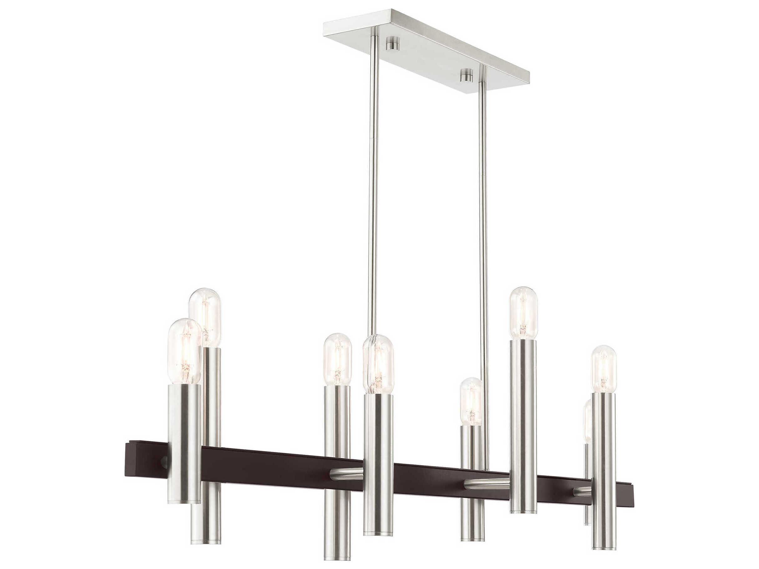 Livex Lighting Helsinki 8-Light Brushed Nickel Bronze Linear Island Pendant