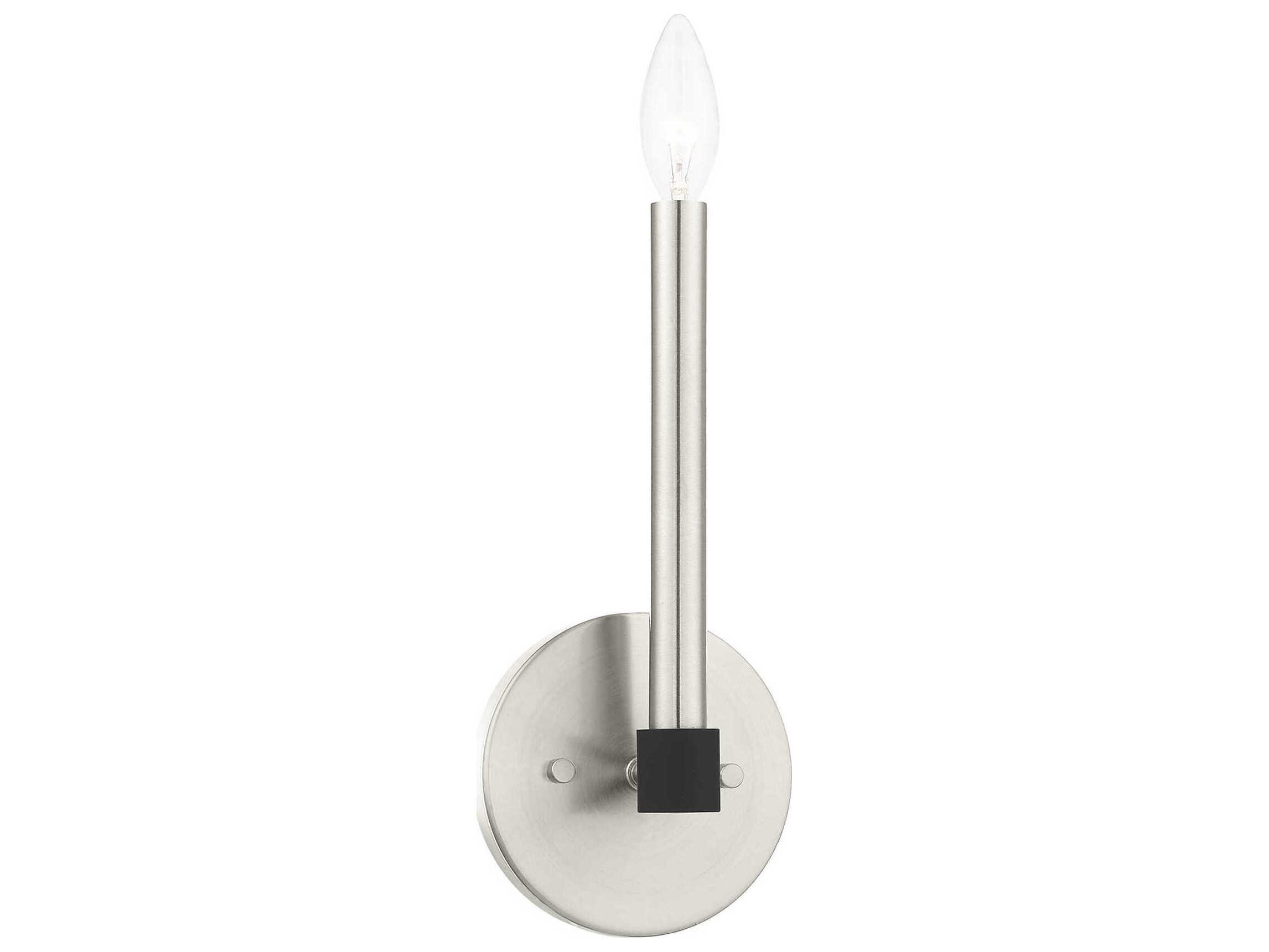 Livex Lighting Karlstad 1-Light Brushed Nickel Satin Brass Wall Sconce