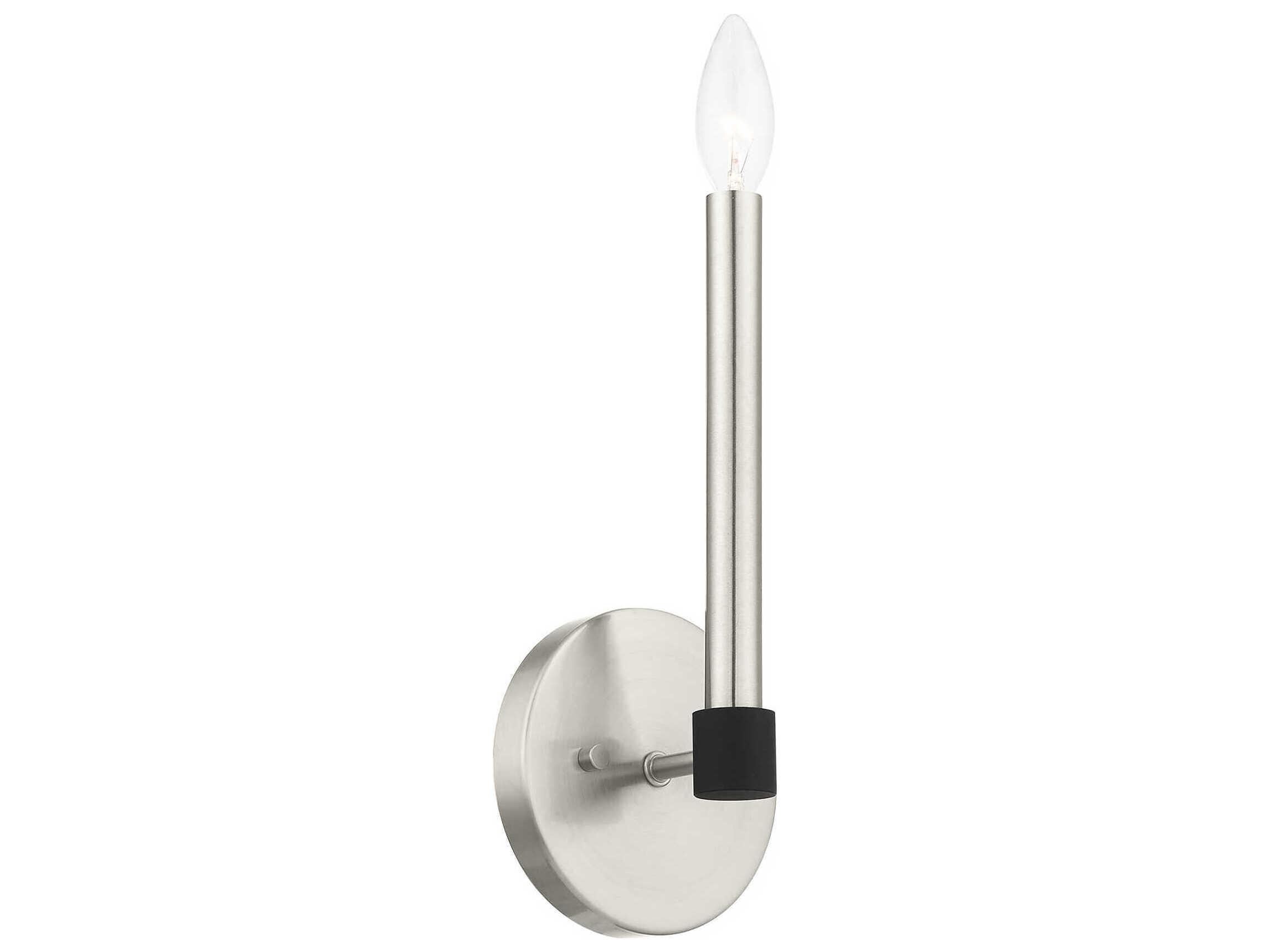 Livex Lighting Karlstad 1-Light Brushed Nickel Satin Brass Wall Sconce