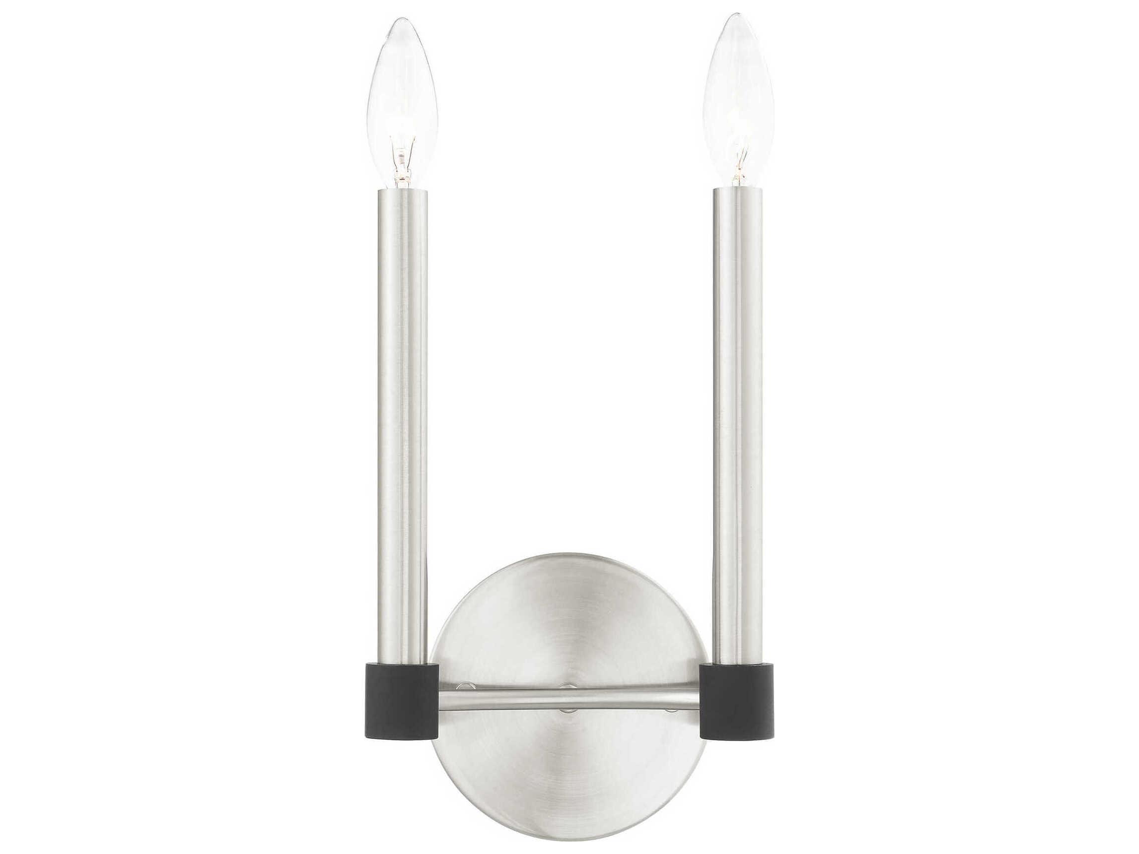 Livex Lighting Karlstad 2-Light Brushed Nickel Satin Brass Wall Sconce