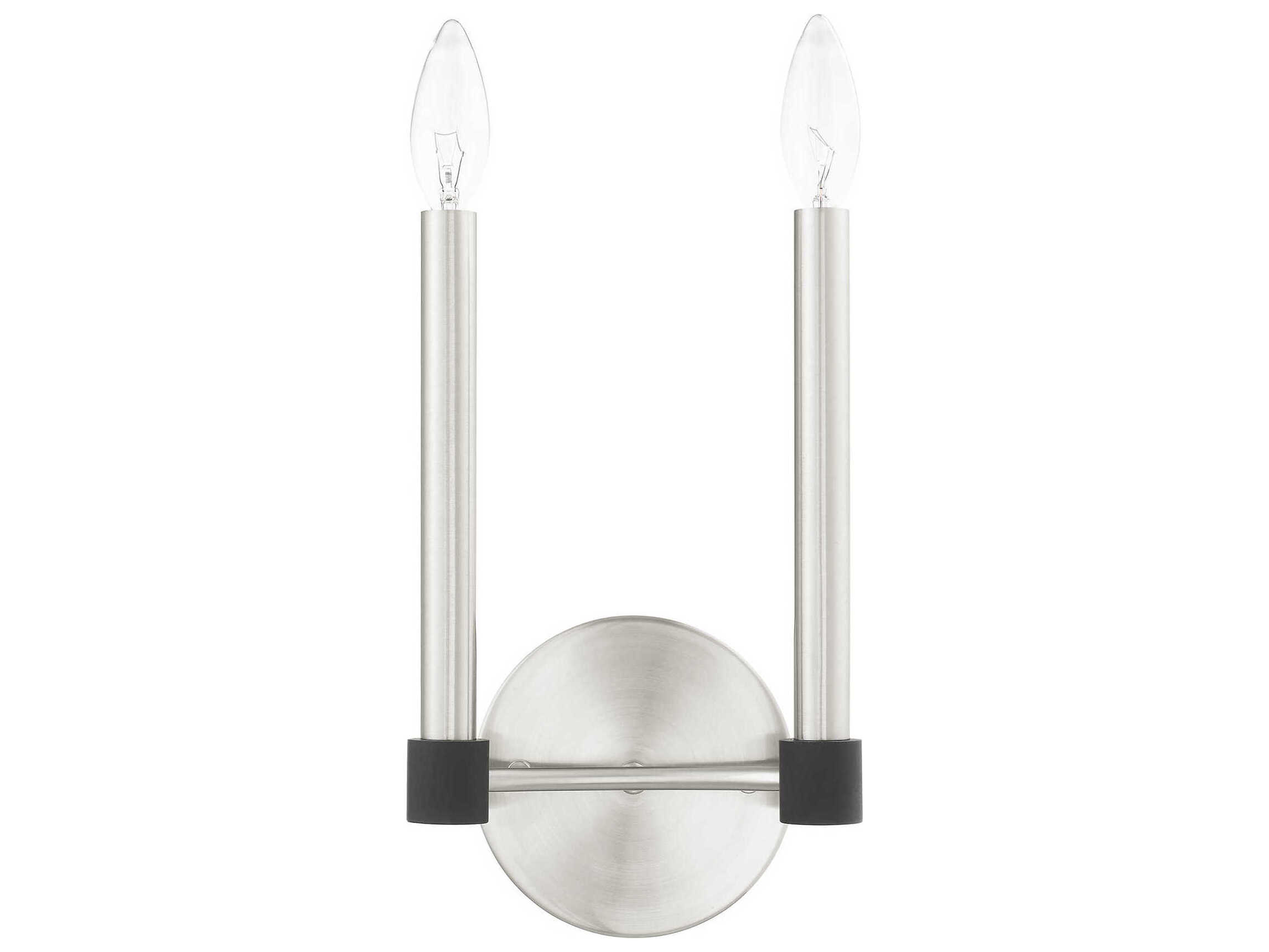 Livex Lighting Karlstad 2-Light Brushed Nickel Satin Brass Wall Sconce