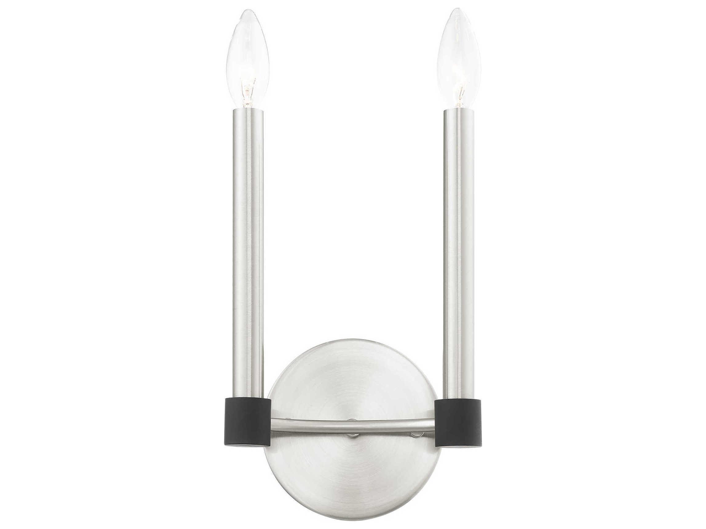 Livex Lighting Karlstad 2-Light Brushed Nickel Satin Brass Wall Sconce