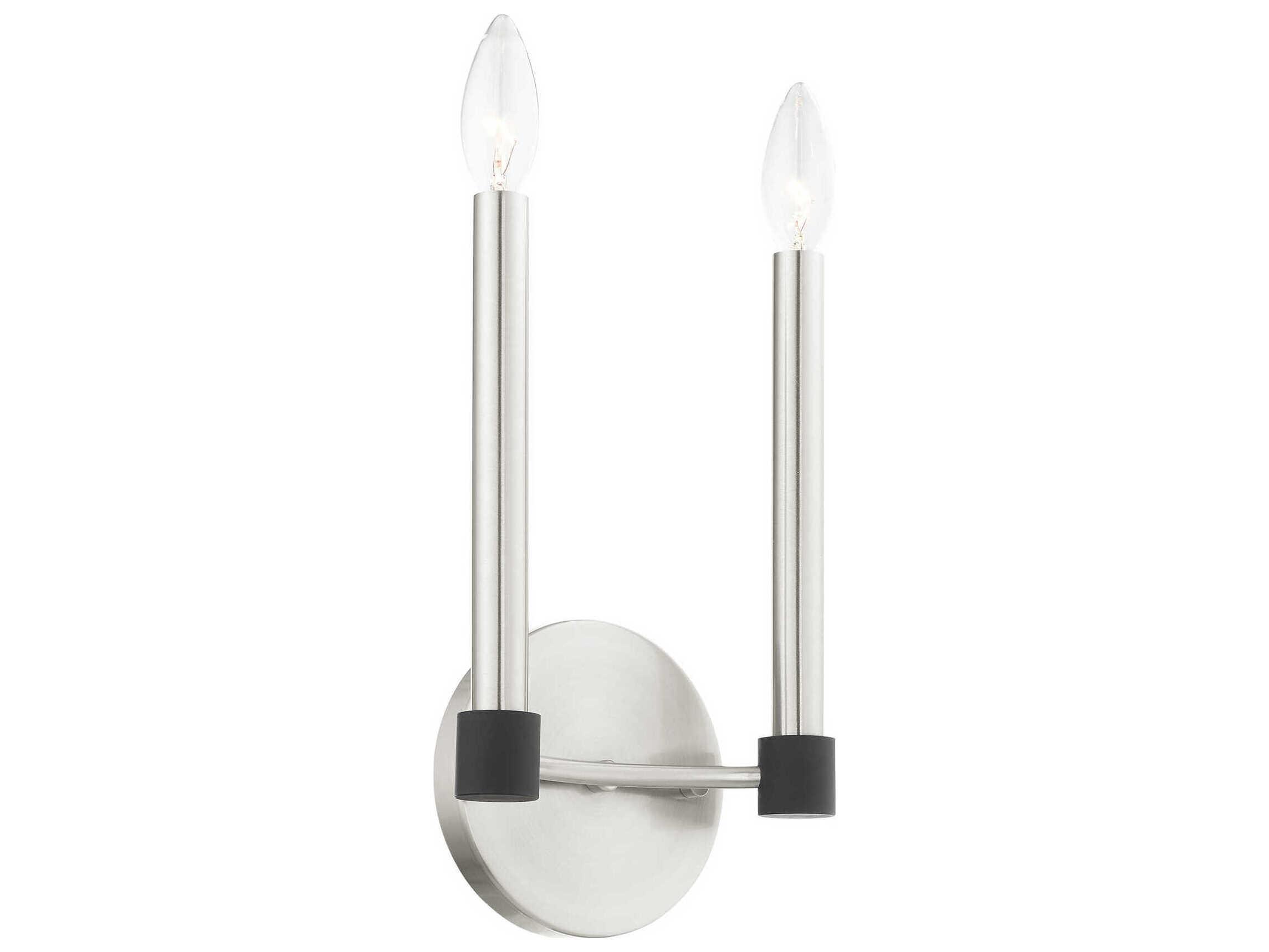 Livex Lighting Karlstad 2-Light Brushed Nickel Satin Brass Wall Sconce