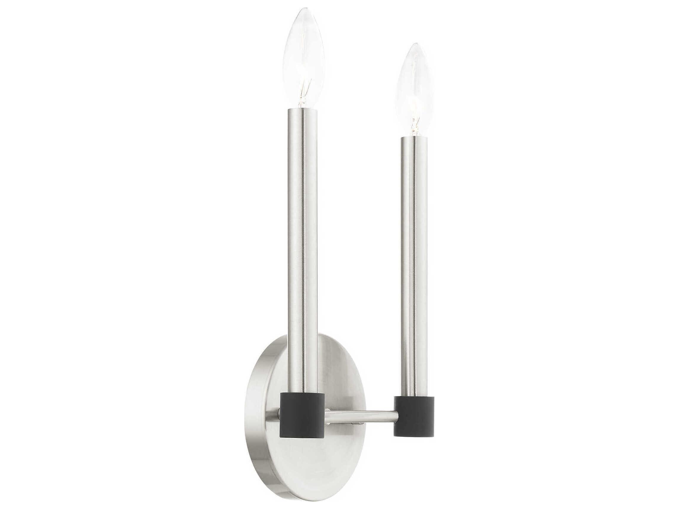 Livex Lighting Karlstad 2-Light Brushed Nickel Satin Brass Wall Sconce