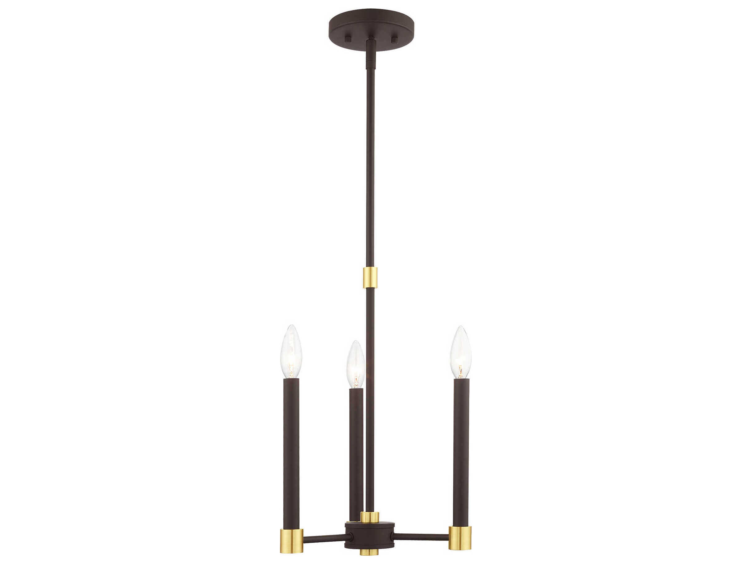 Livex Lighting Karlstad 3-Light Bronze Satin Brass Candelabra Chandelier