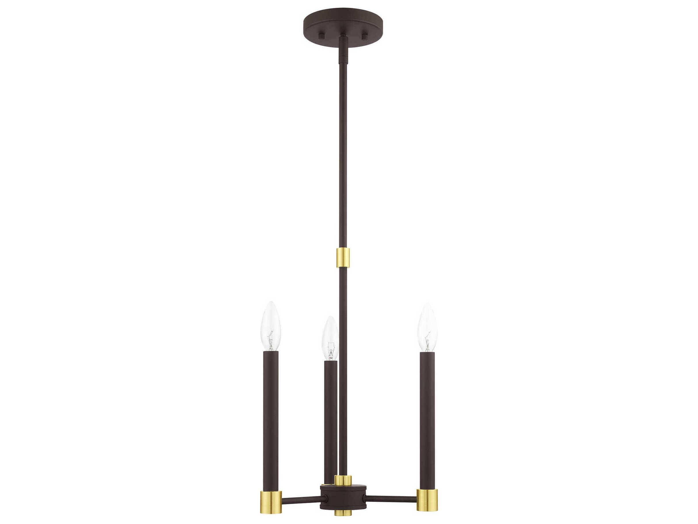 Livex Lighting Karlstad 3-Light Bronze Satin Brass Candelabra Chandelier