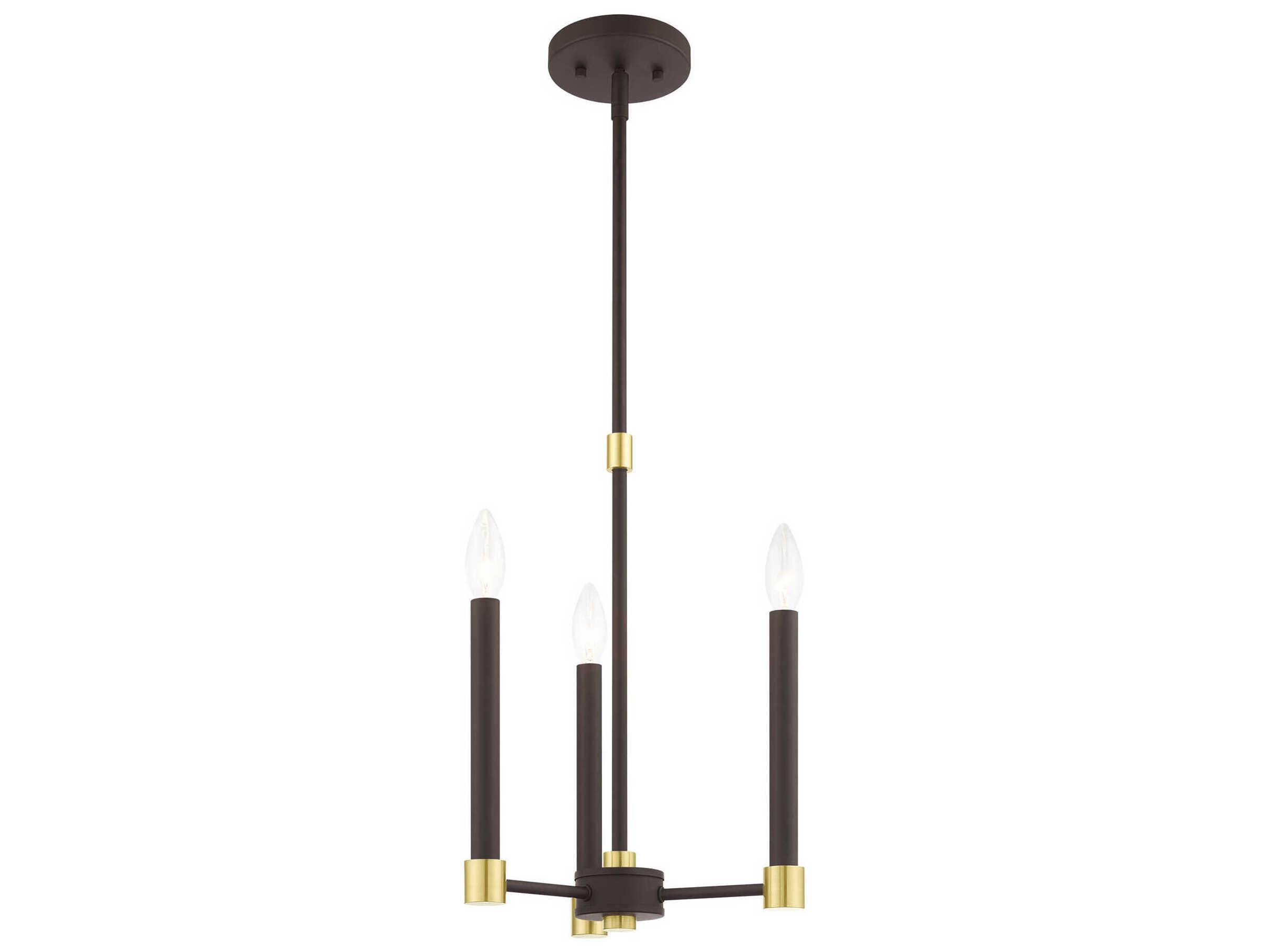 Livex Lighting Karlstad 3-Light Bronze Satin Brass Candelabra Chandelier