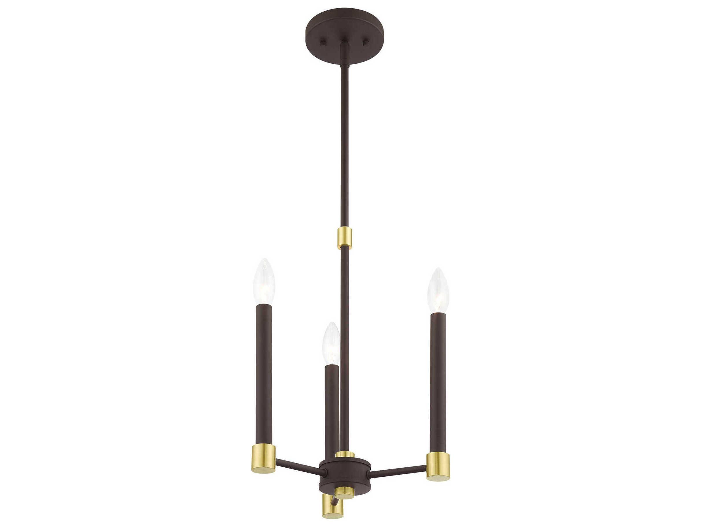 Livex Lighting Karlstad 3-Light Bronze Satin Brass Candelabra Chandelier