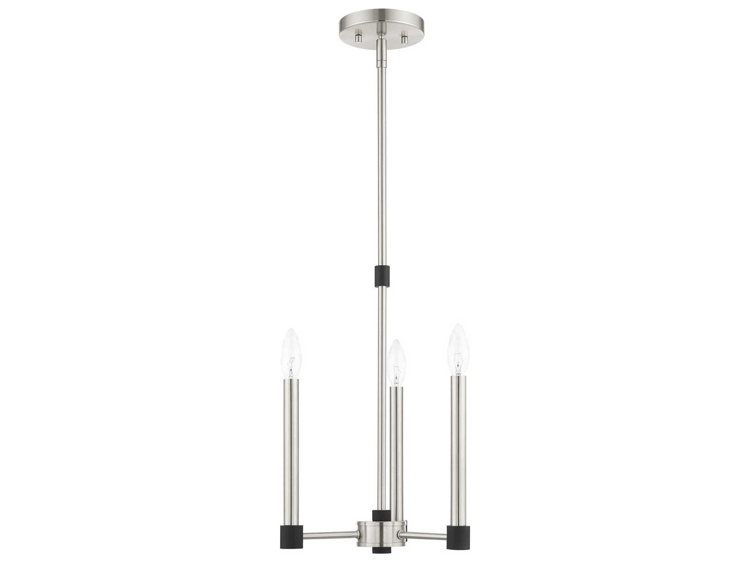Livex Lighting Karlstad 3-Light Brushed Nickel Satin Brass Candelabra Chandelier