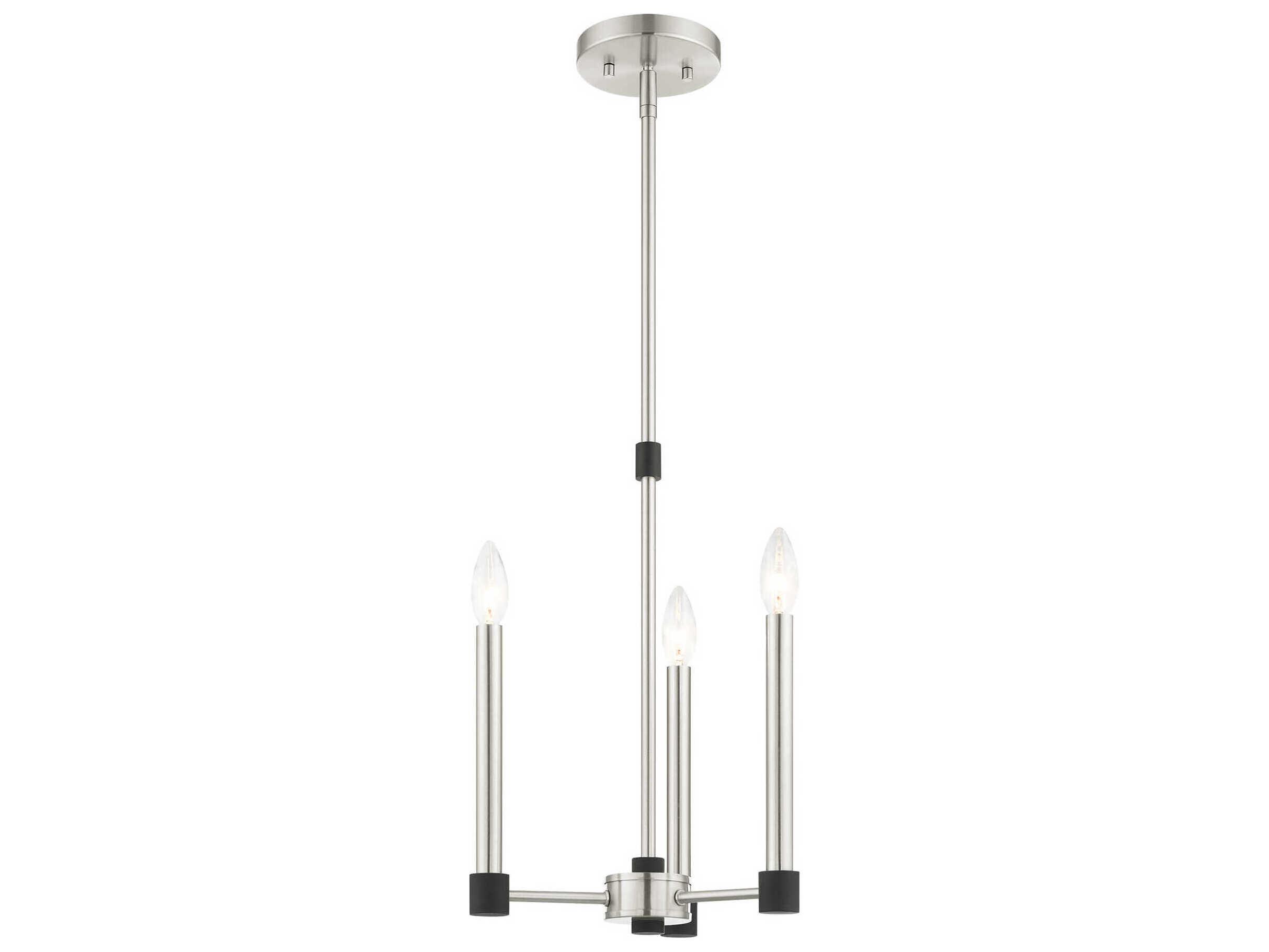Livex Lighting Karlstad 3-Light Brushed Nickel Satin Brass Candelabra Chandelier