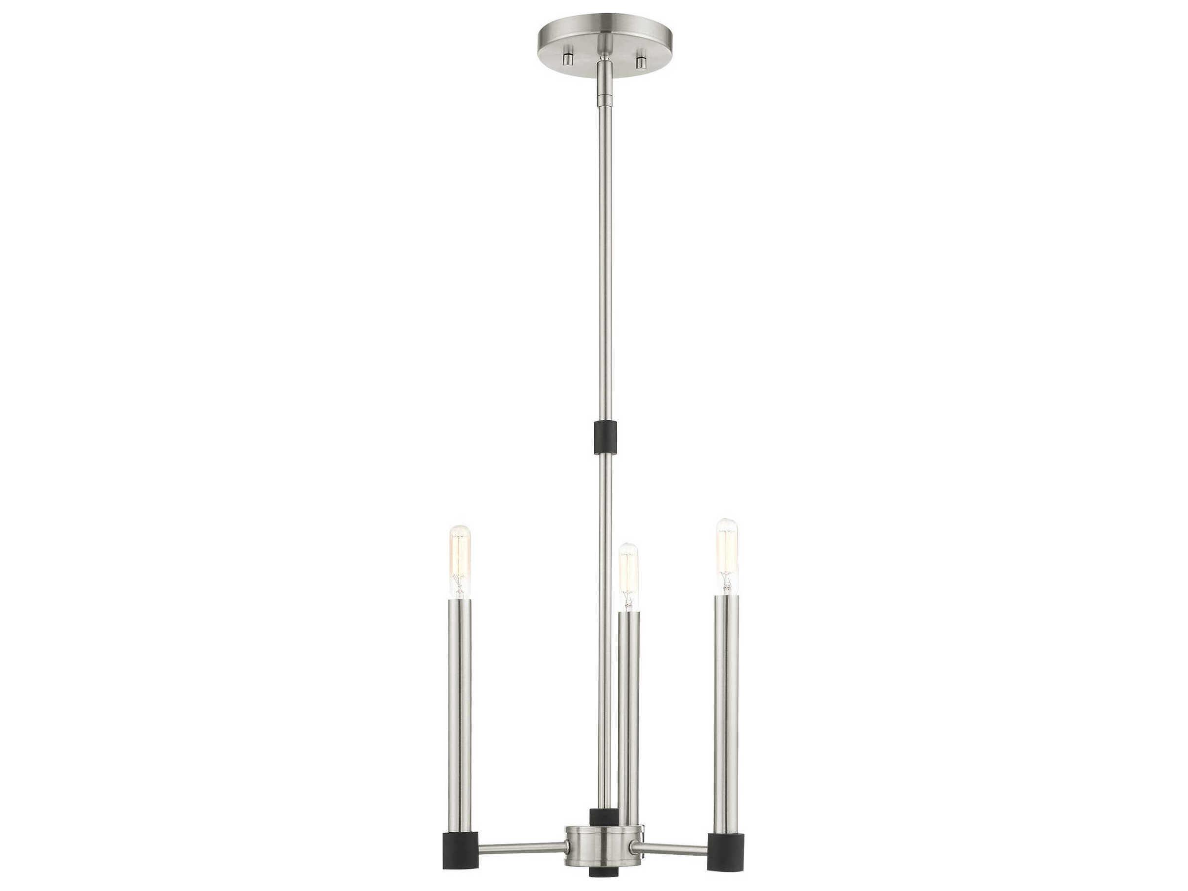 Livex Lighting Karlstad 3-Light Brushed Nickel Satin Brass Candelabra Chandelier
