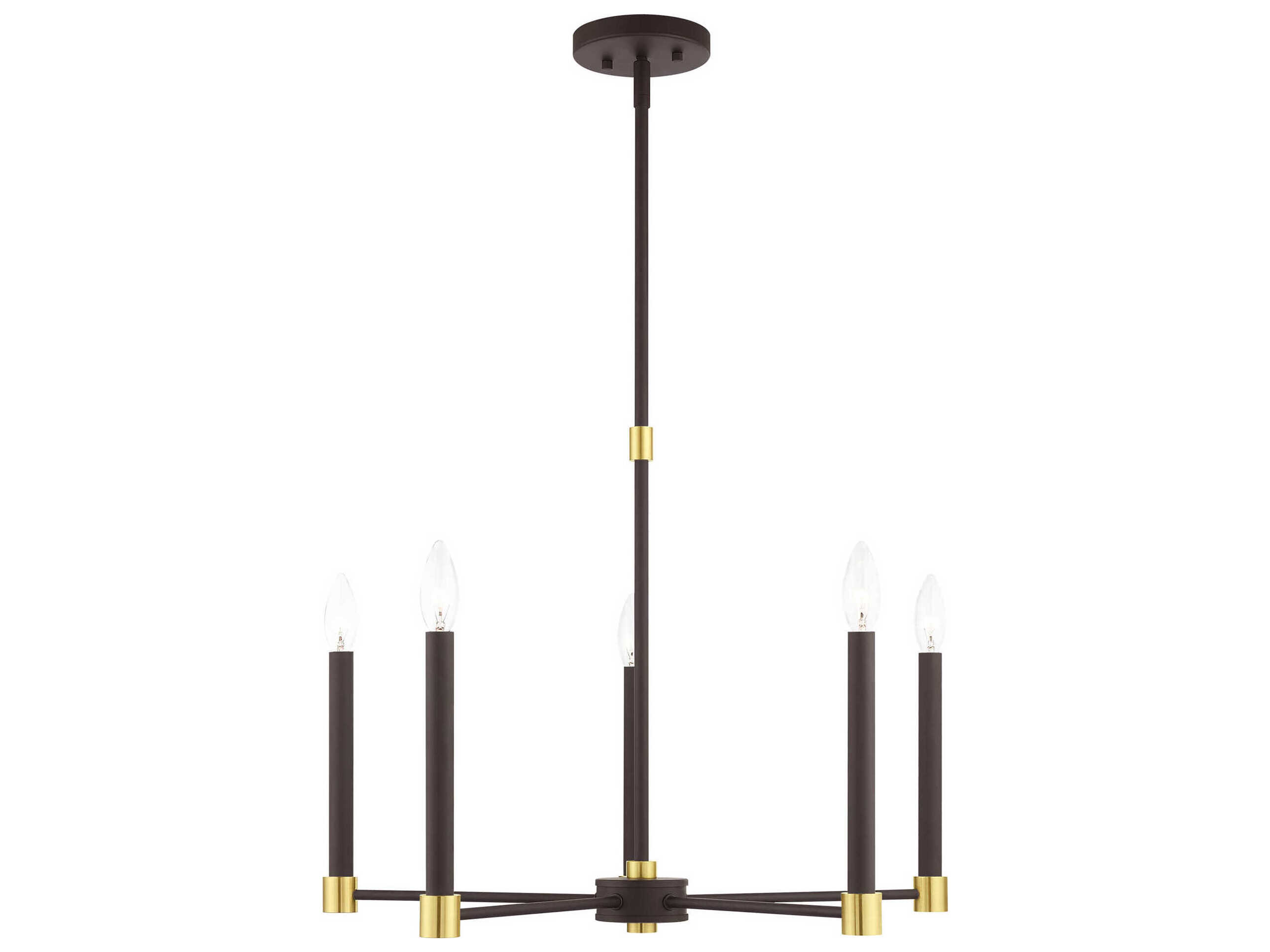 Livex Lighting Karlstad 5-Light Bronze Satin Brass Candelabra Chandelier