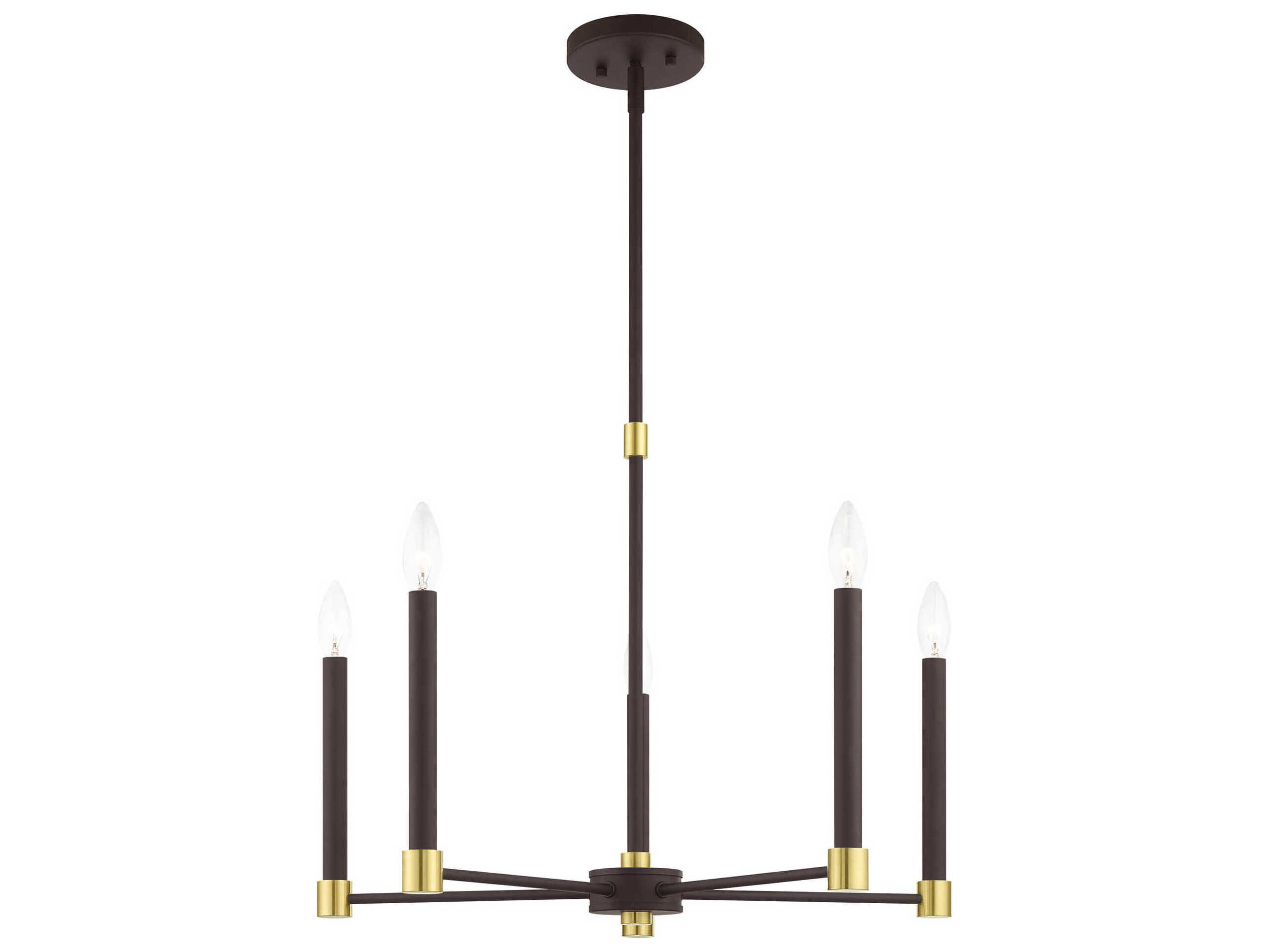 Livex Lighting Karlstad 5-Light Bronze Satin Brass Candelabra Chandelier