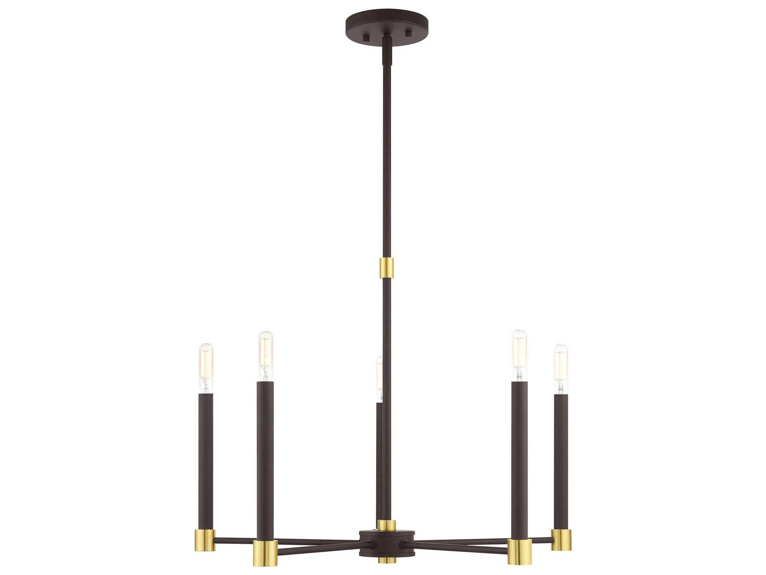 Livex Lighting Karlstad 5-Light Bronze Satin Brass Candelabra Chandelier