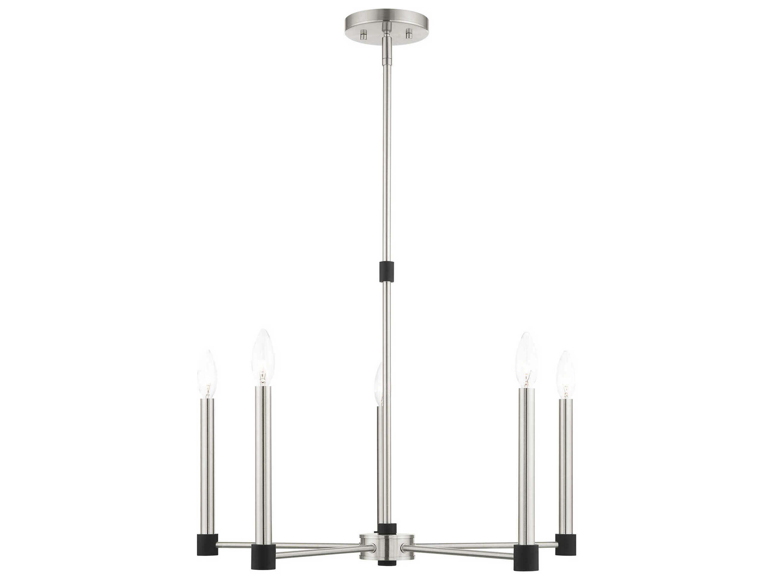 Livex Lighting Karlstad 5-Light Brushed Nickel Satin Brass Candelabra Chandelier