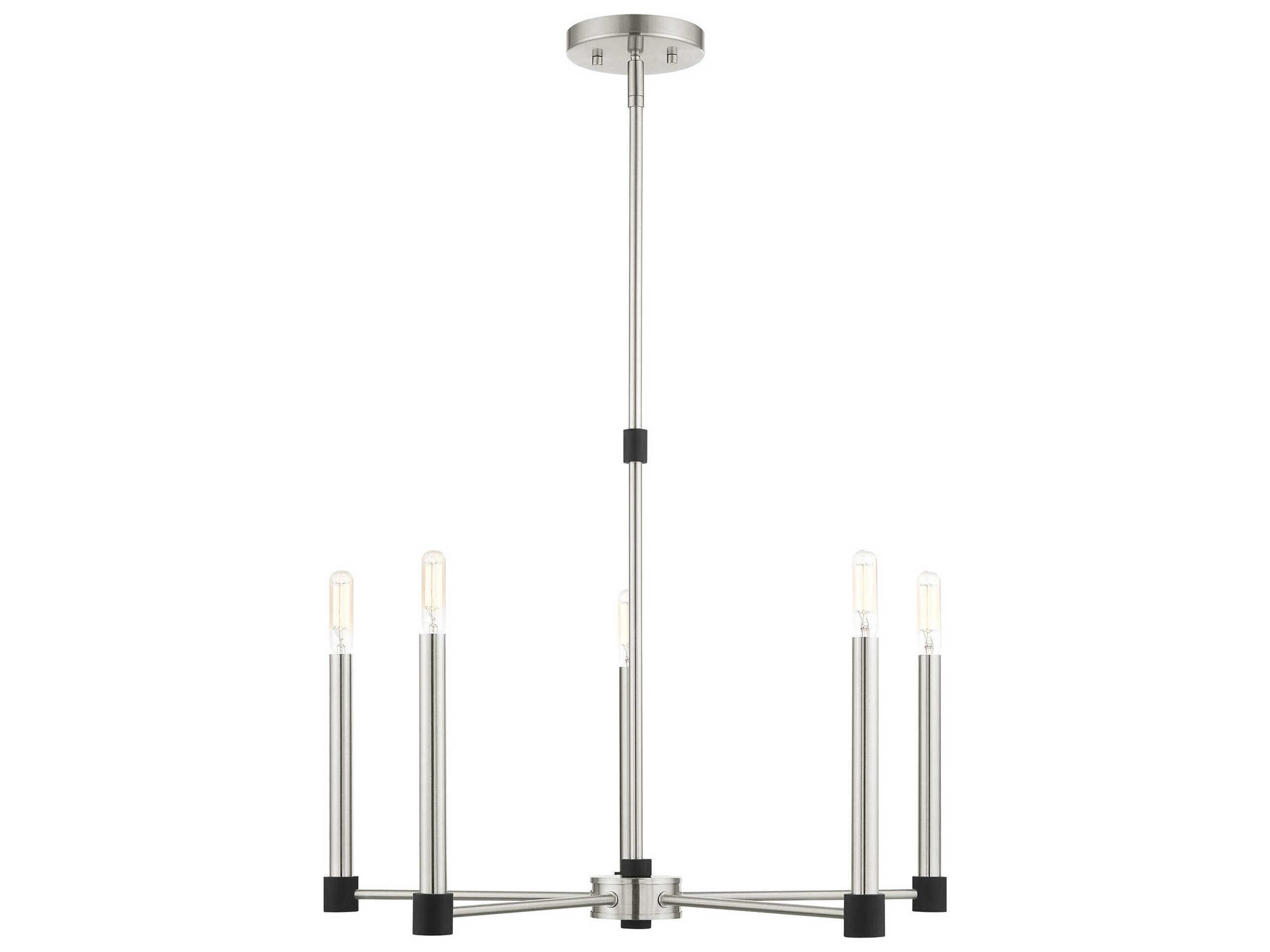Livex Lighting Karlstad 5-Light Brushed Nickel Satin Brass Candelabra Chandelier