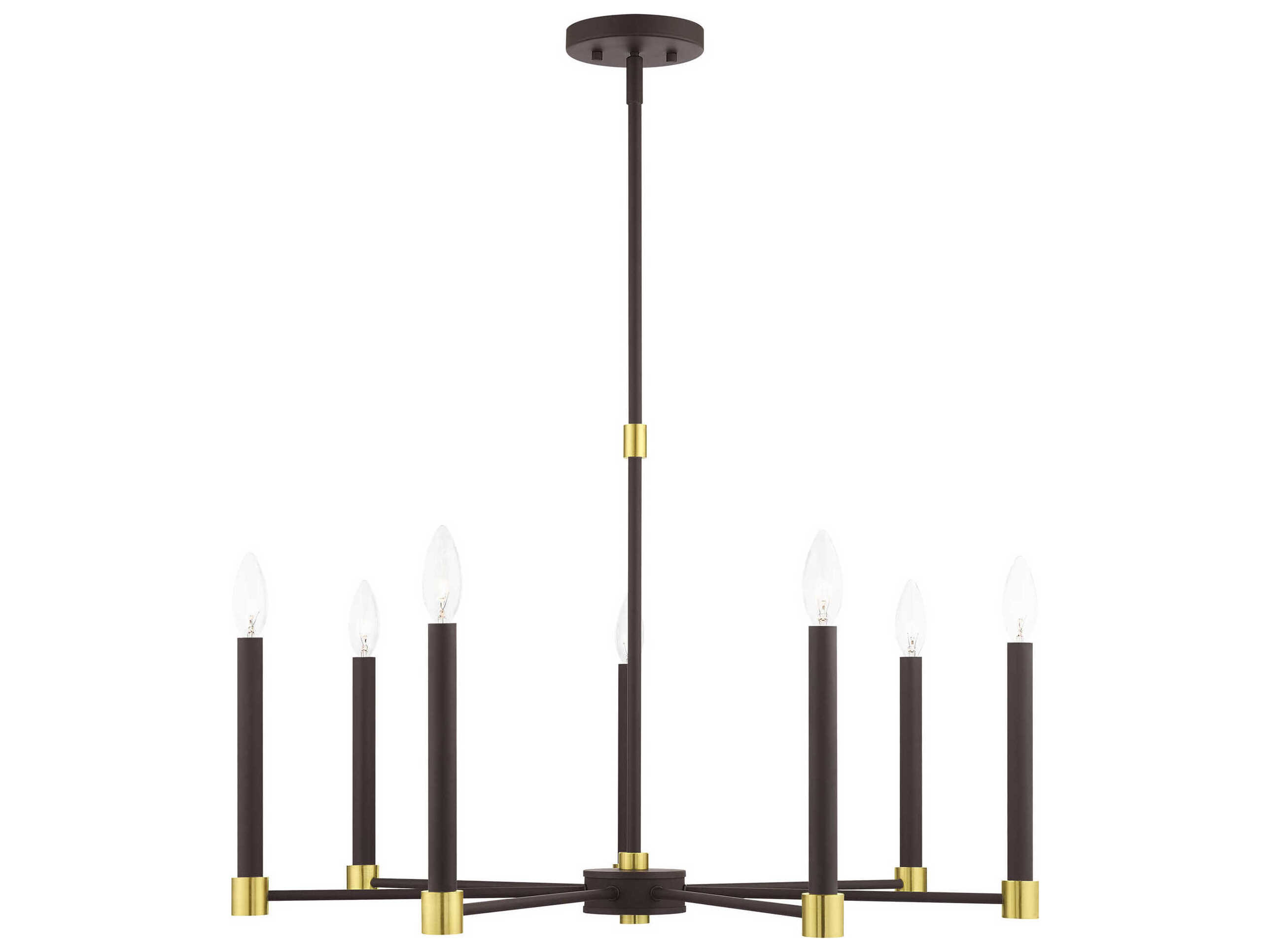 Livex Lighting Karlstad 7-Light Bronze Satin Brass Candelabra Chandelier