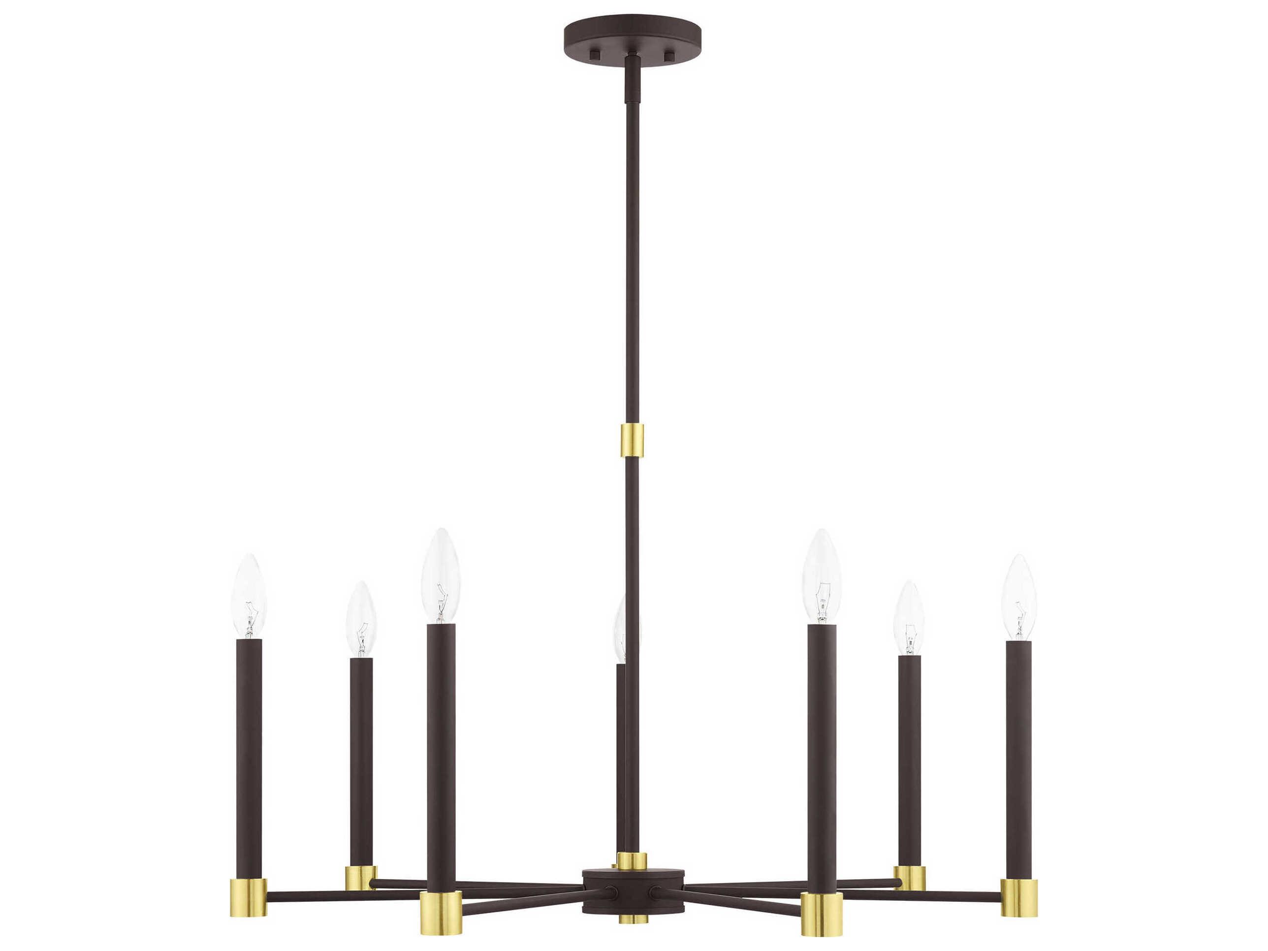 Livex Lighting Karlstad 7-Light Bronze Satin Brass Candelabra Chandelier