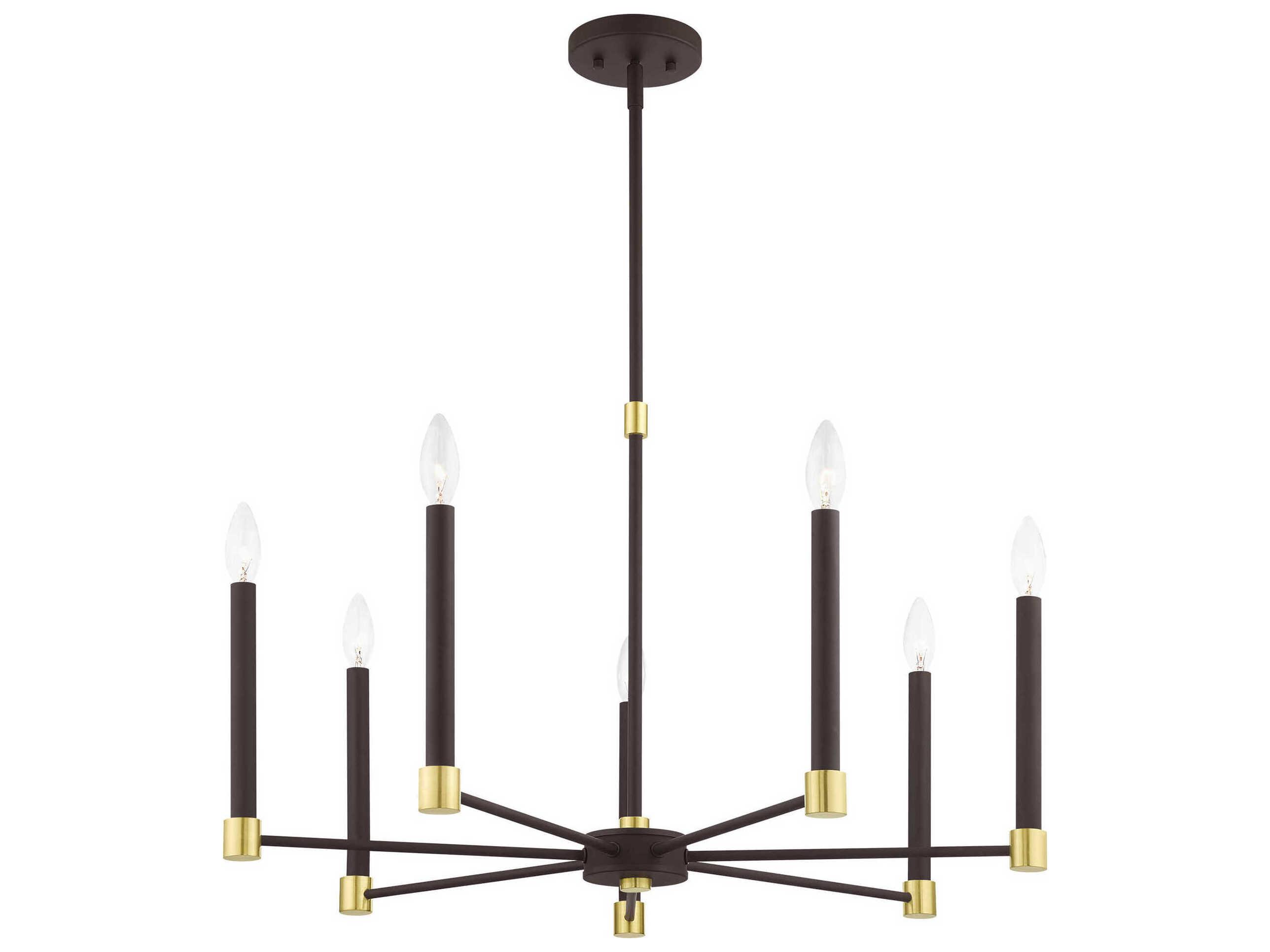 Livex Lighting Karlstad 7-Light Bronze Satin Brass Candelabra Chandelier