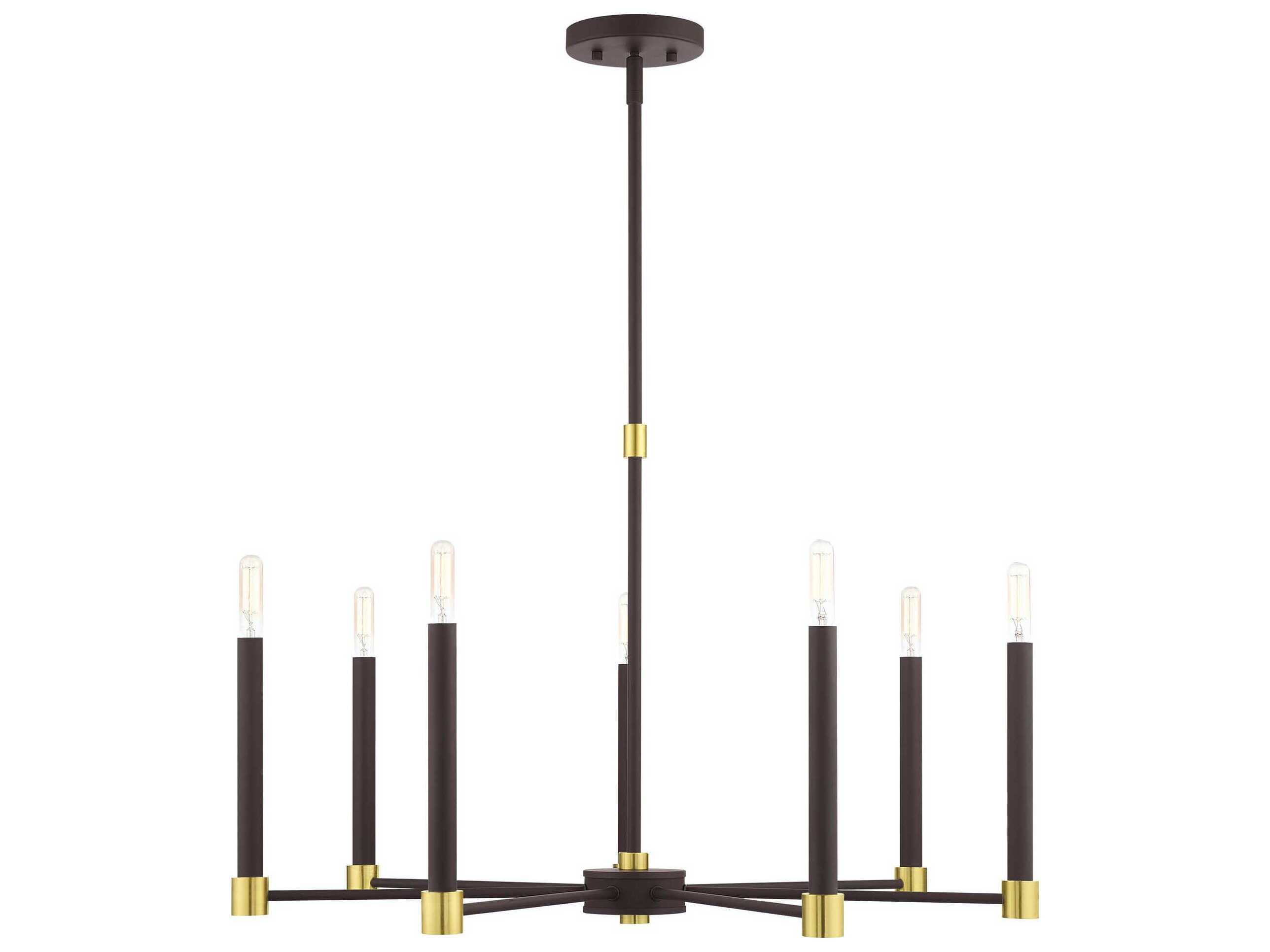 Livex Lighting Karlstad 7-Light Bronze Satin Brass Candelabra Chandelier