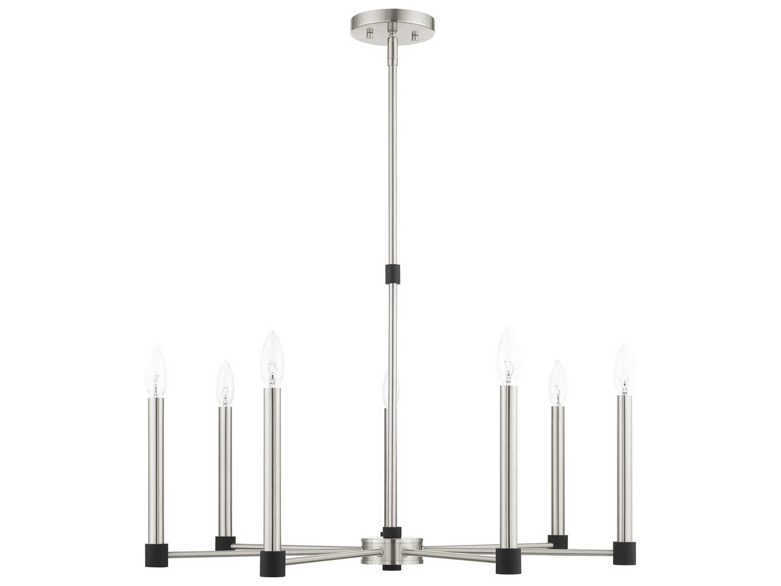 Livex Lighting Karlstad 7-Light Brushed Nickel Satin Brass Candelabra Chandelier