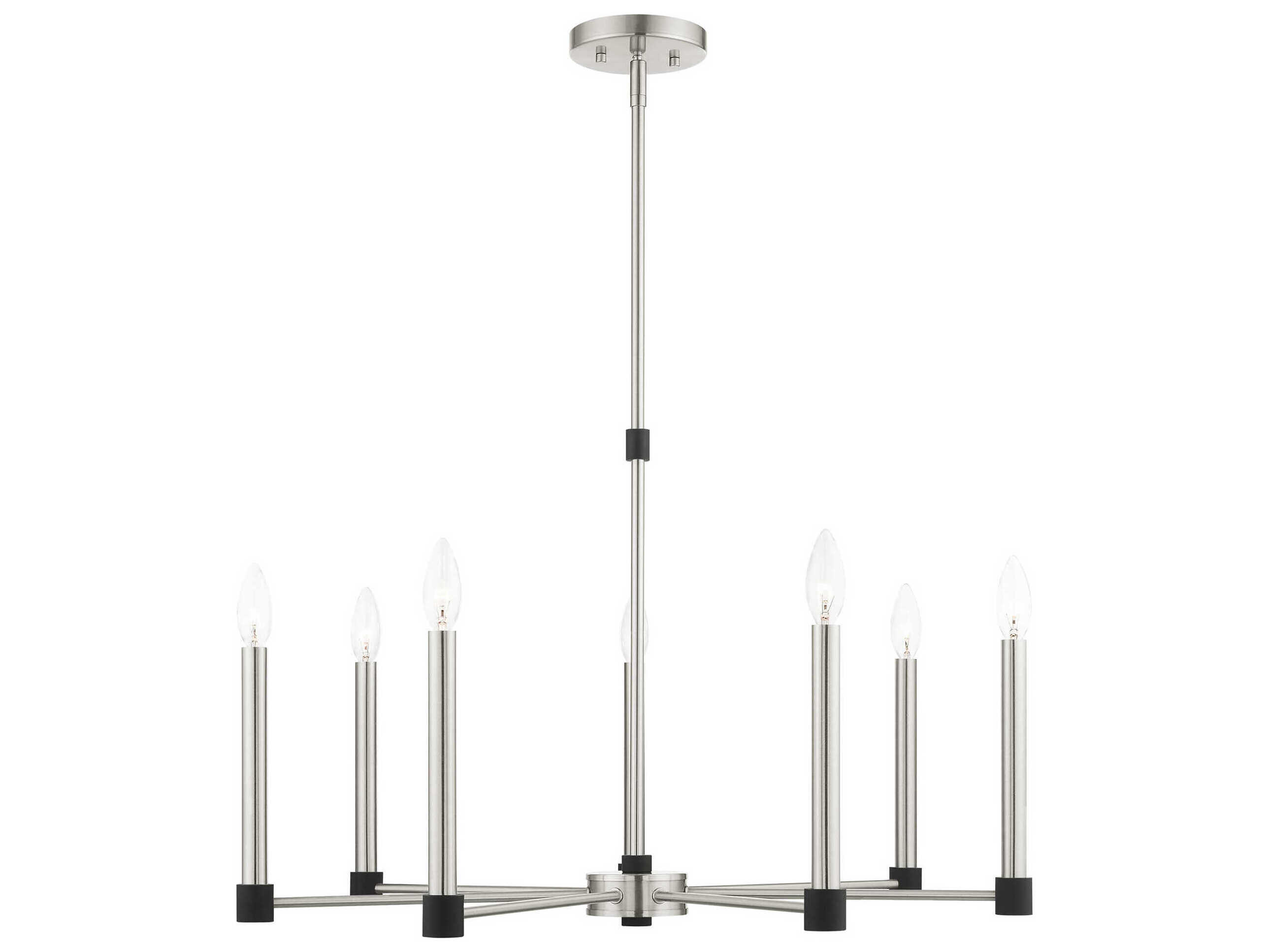Livex Lighting Karlstad 7-Light Brushed Nickel Satin Brass Candelabra Chandelier