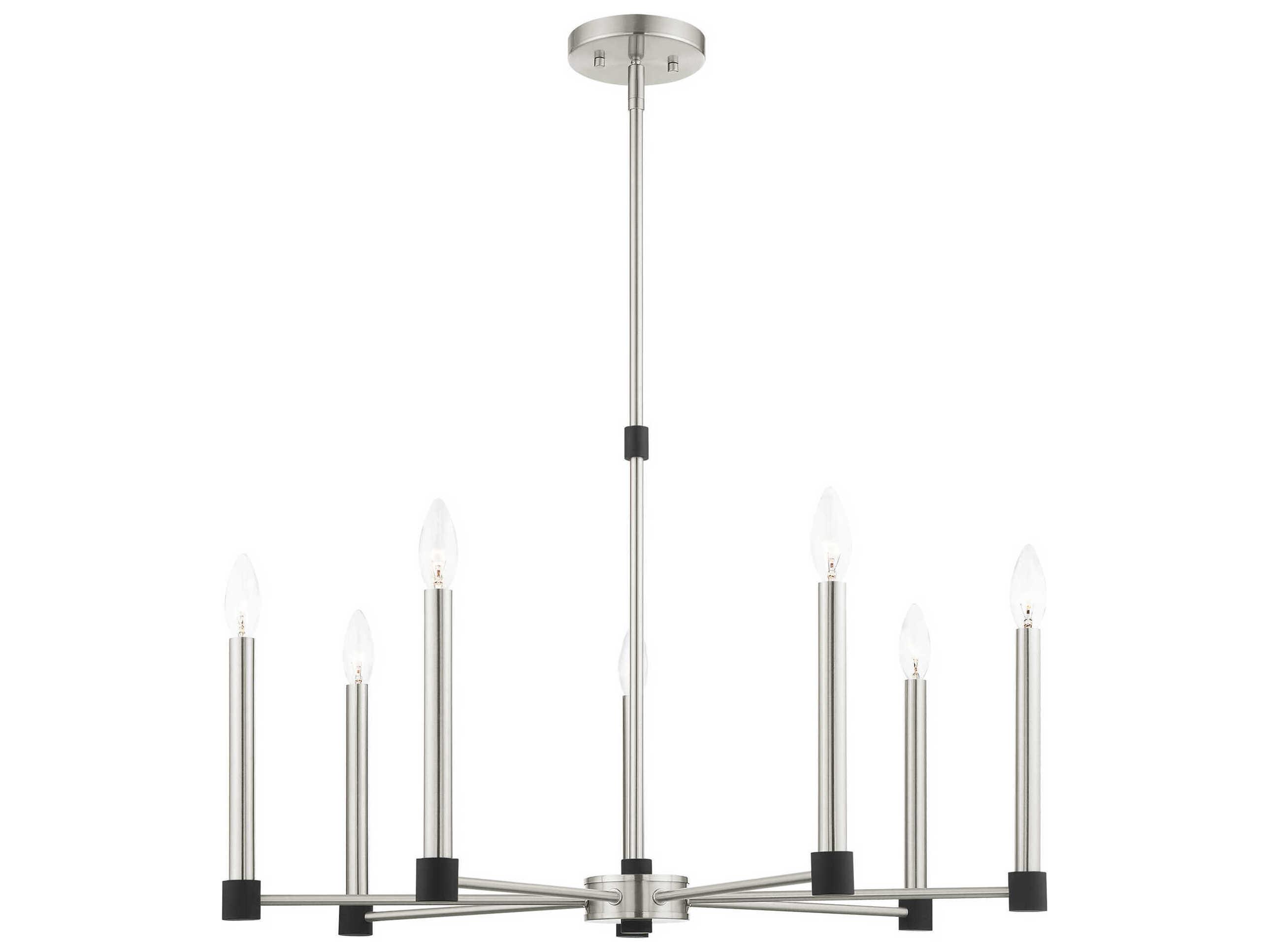 Livex Lighting Karlstad 7-Light Brushed Nickel Satin Brass Candelabra Chandelier