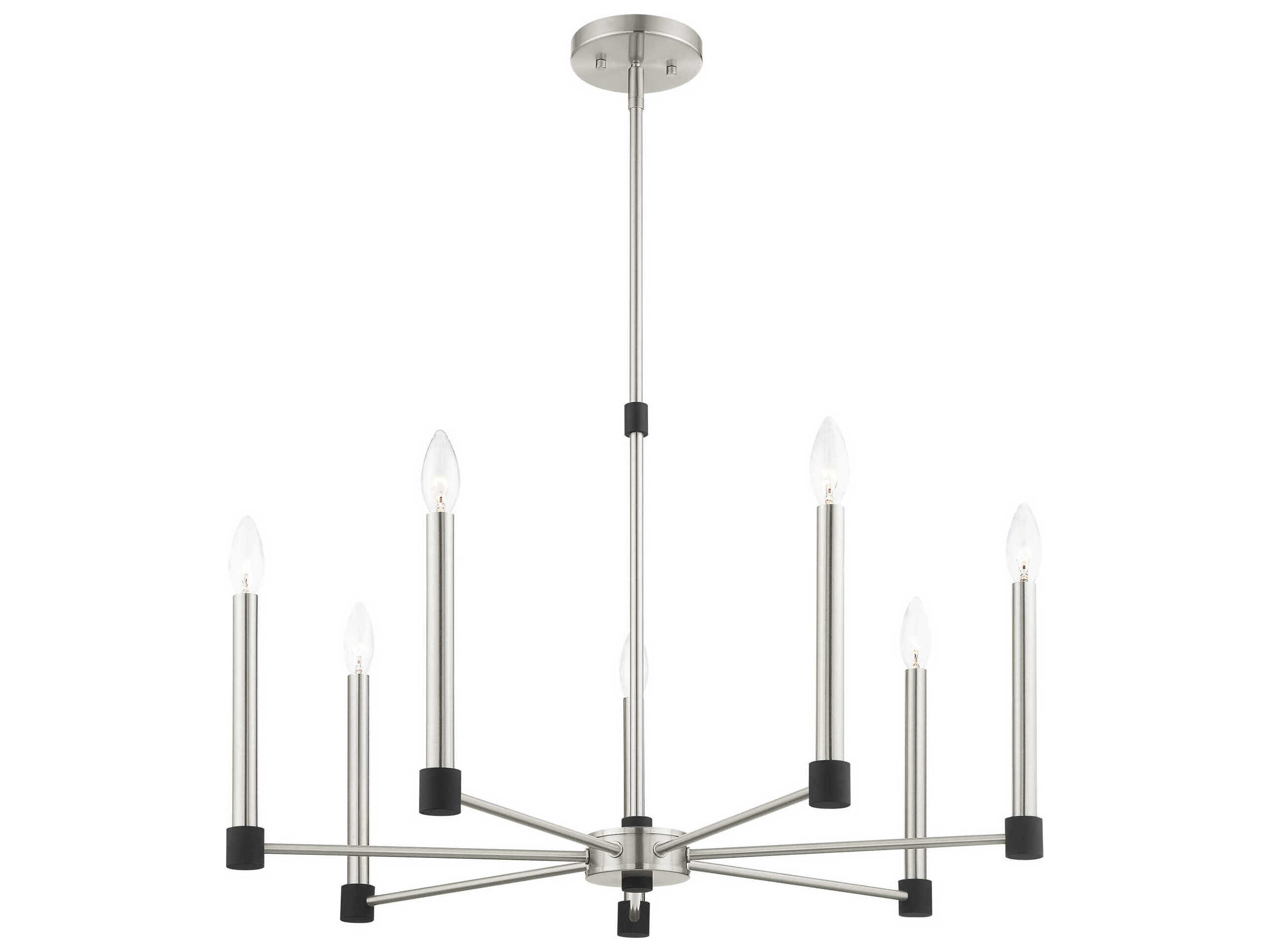 Livex Lighting Karlstad 7-Light Brushed Nickel Satin Brass Candelabra Chandelier