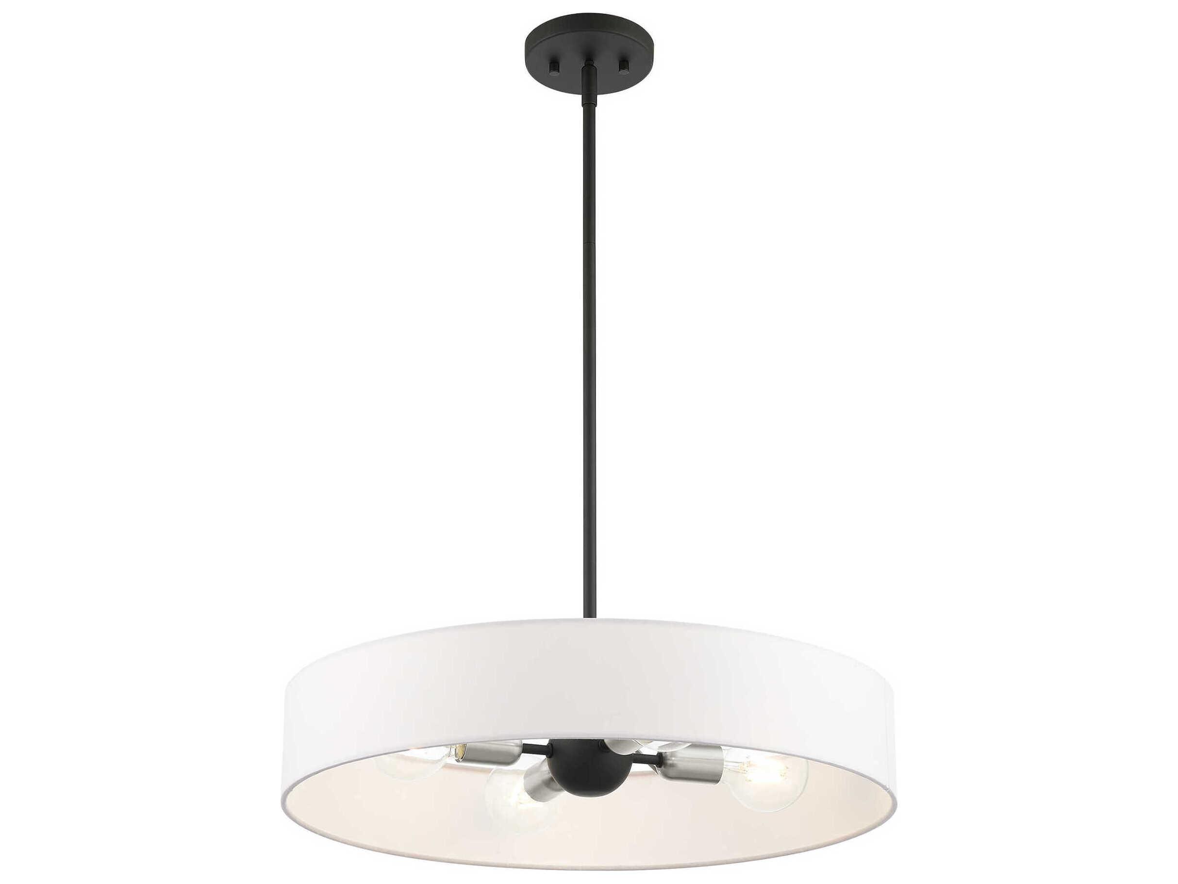 Livex Lighting Venlo 4-Light Black Brushed Nickel Drum Pendant