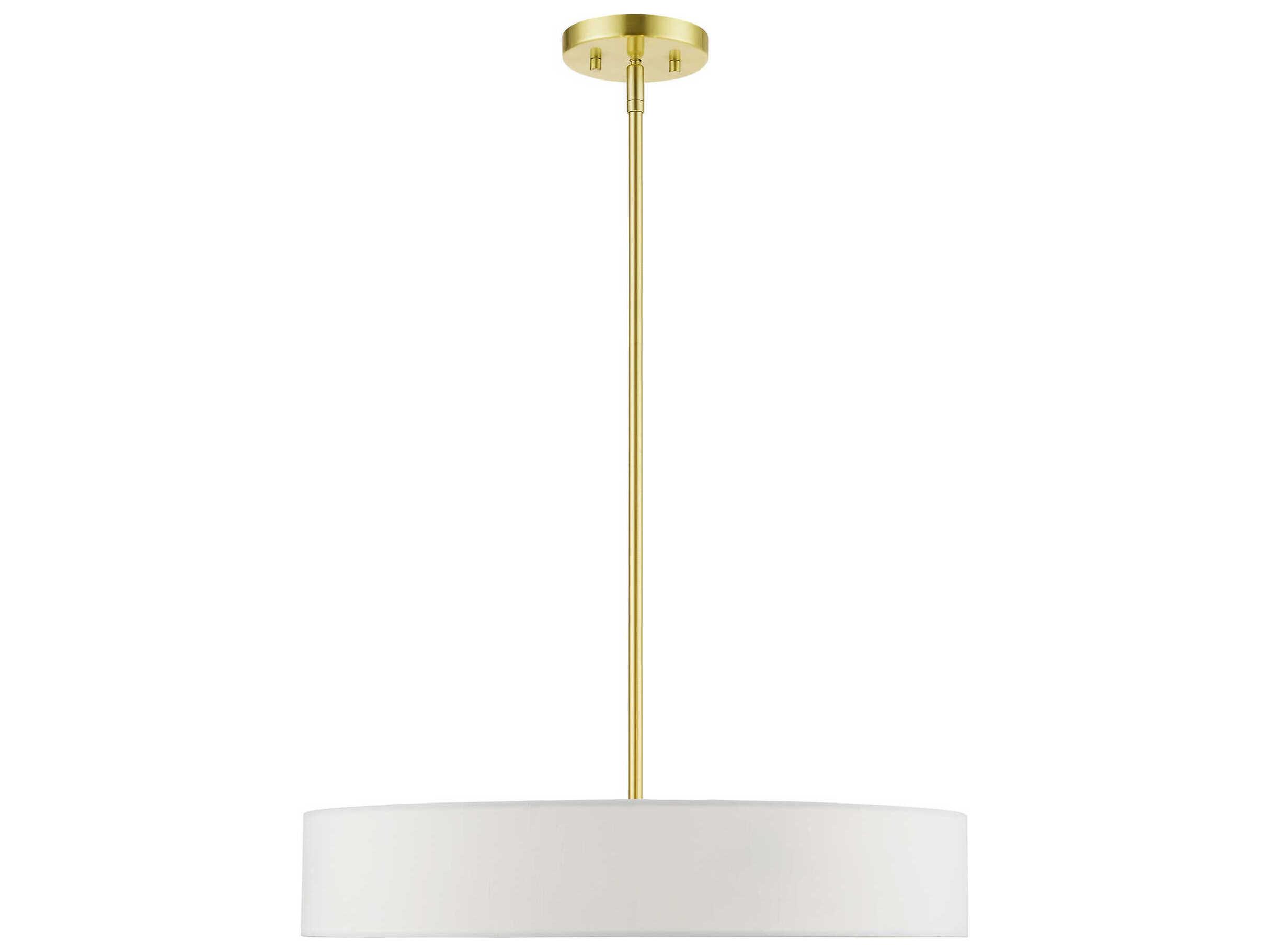 Livex Lighting Venlo 4-Light Satin Brass Shiny White Drum Pendant