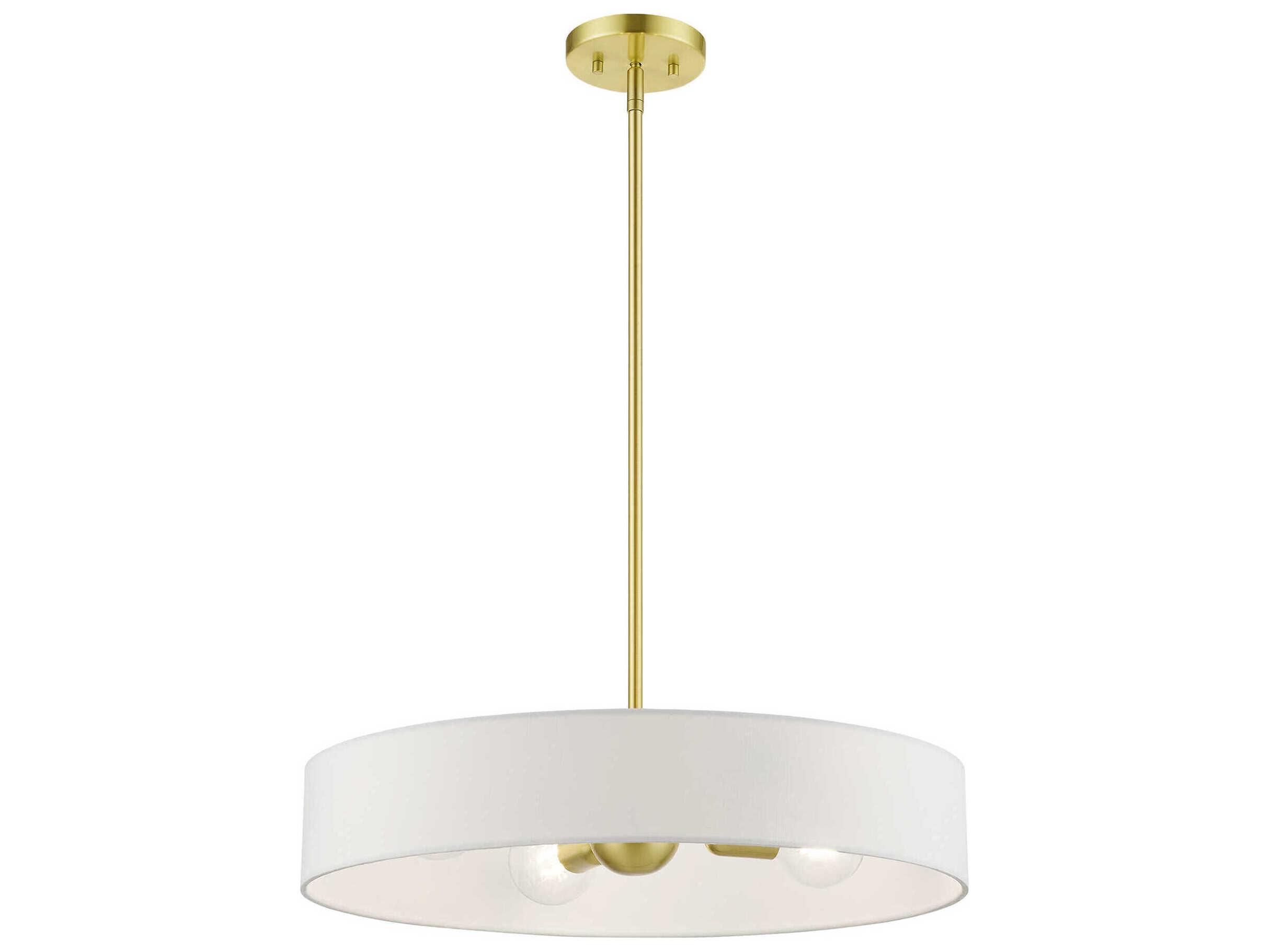 Livex Lighting Venlo 4-Light Satin Brass Shiny White Drum Pendant