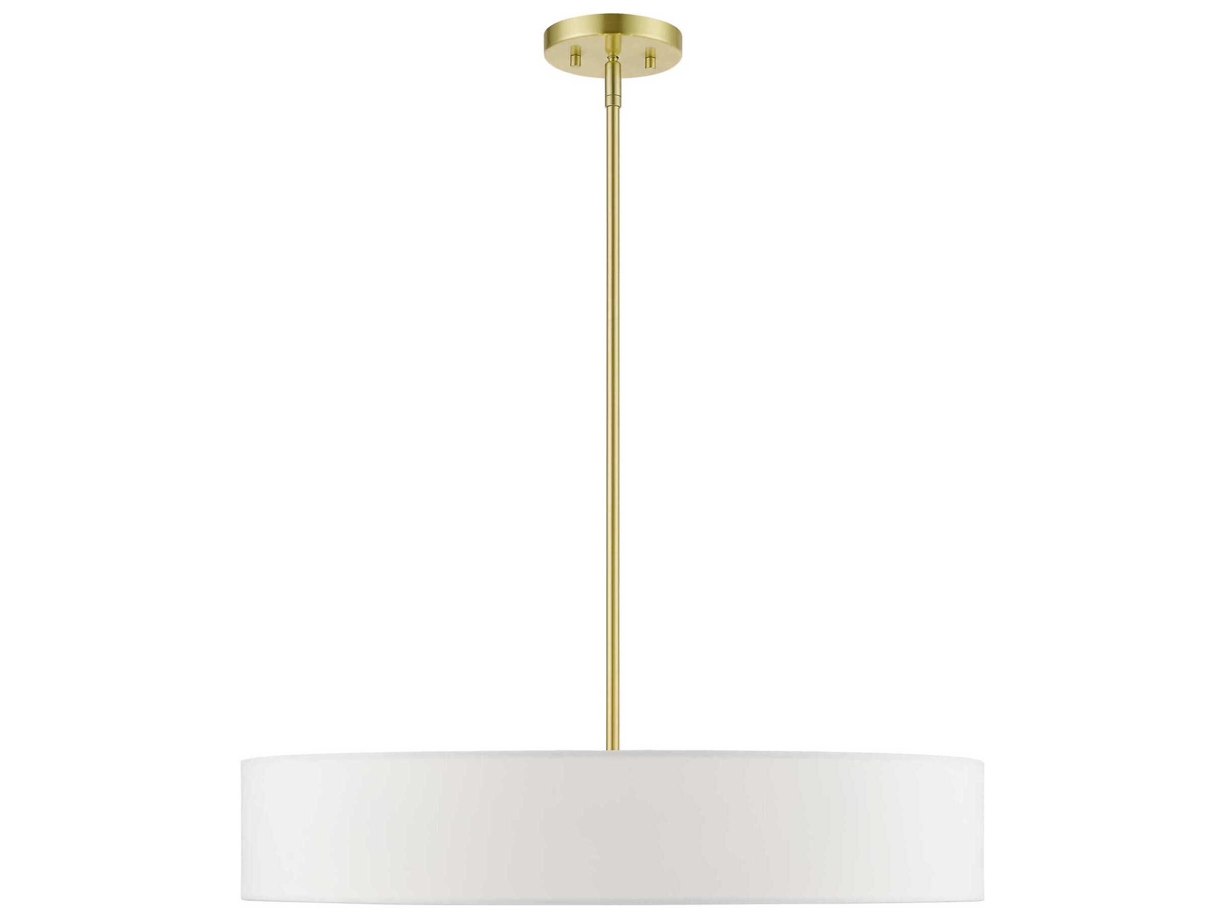 Livex Lighting Venlo 5-Light Satin Brass Shiny White Drum Pendant