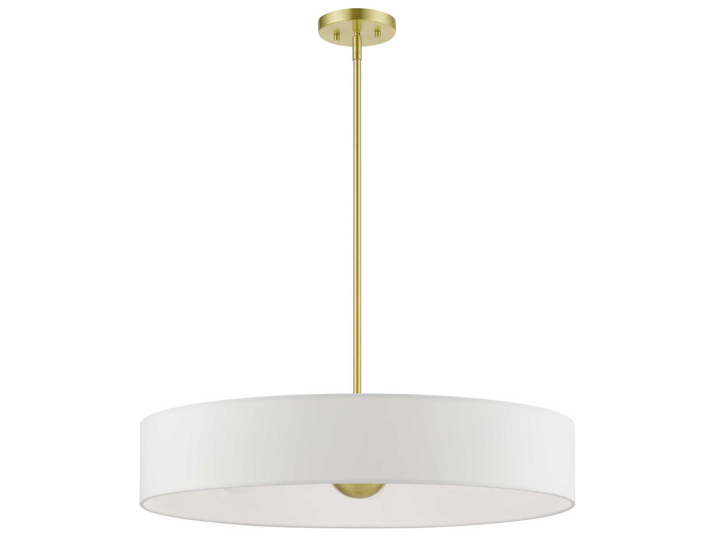 Livex Lighting Venlo 5-Light Satin Brass Shiny White Drum Pendant