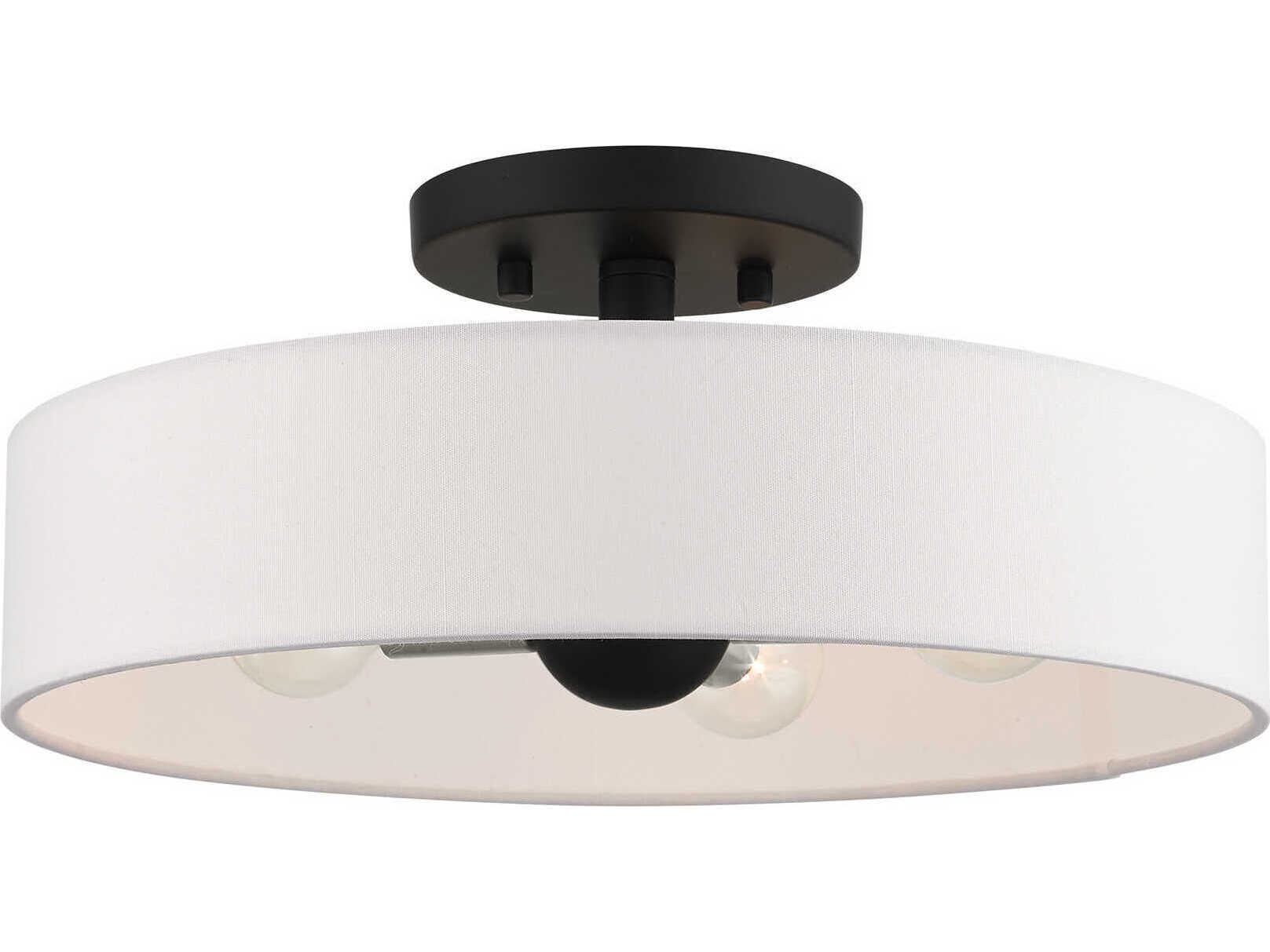 Livex Lighting Venlo 4-Light Black Brushed Nickel Drum Geometric Semi Flush Mount