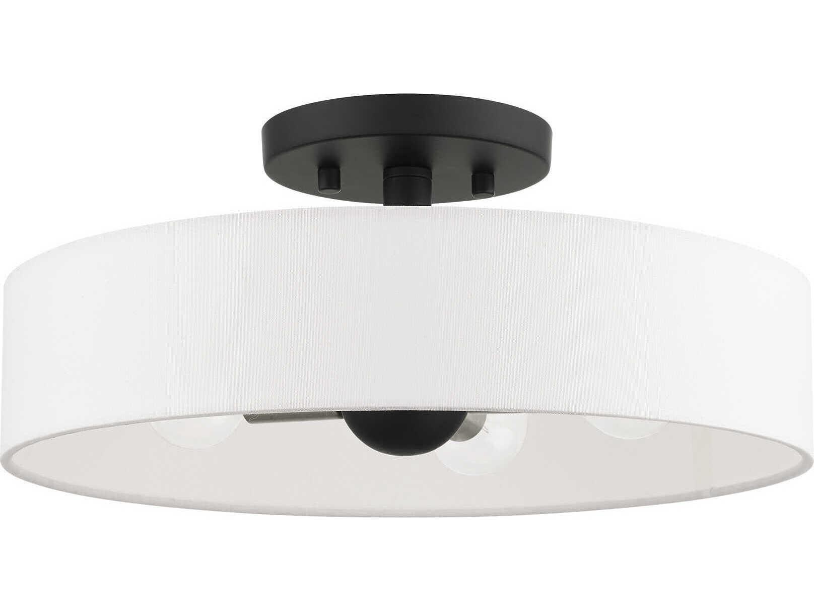 Livex Lighting Venlo 4-Light Black Brushed Nickel Drum Geometric Semi Flush Mount