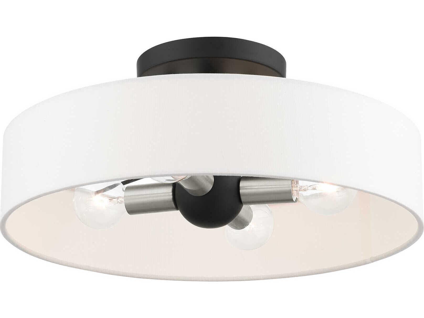 Livex Lighting Venlo 4-Light Black Brushed Nickel Drum Geometric Semi Flush Mount