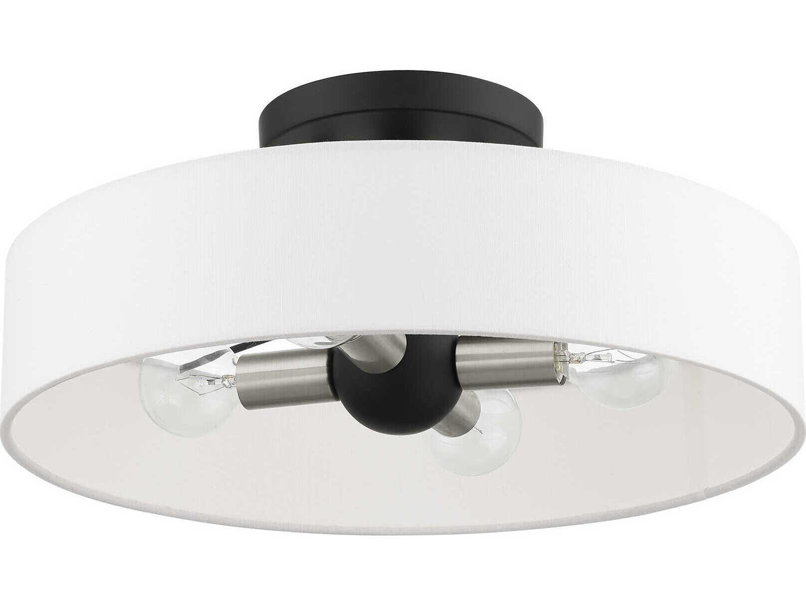 Livex Lighting Venlo 4-Light Black Brushed Nickel Drum Geometric Semi Flush Mount