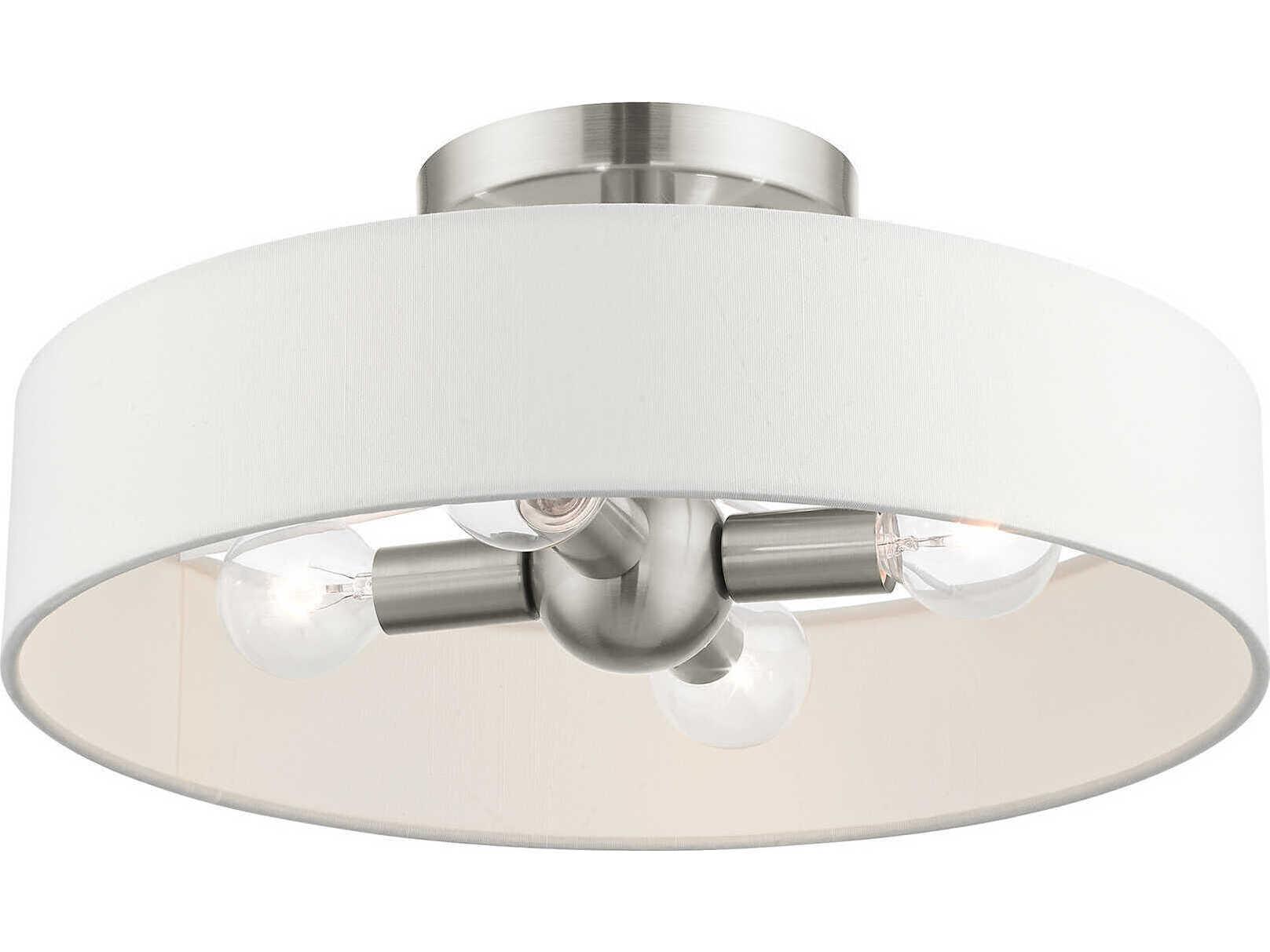 Livex Lighting Venlo 4-Light Brushed Nickel Drum Geometric Semi Flush Mount
