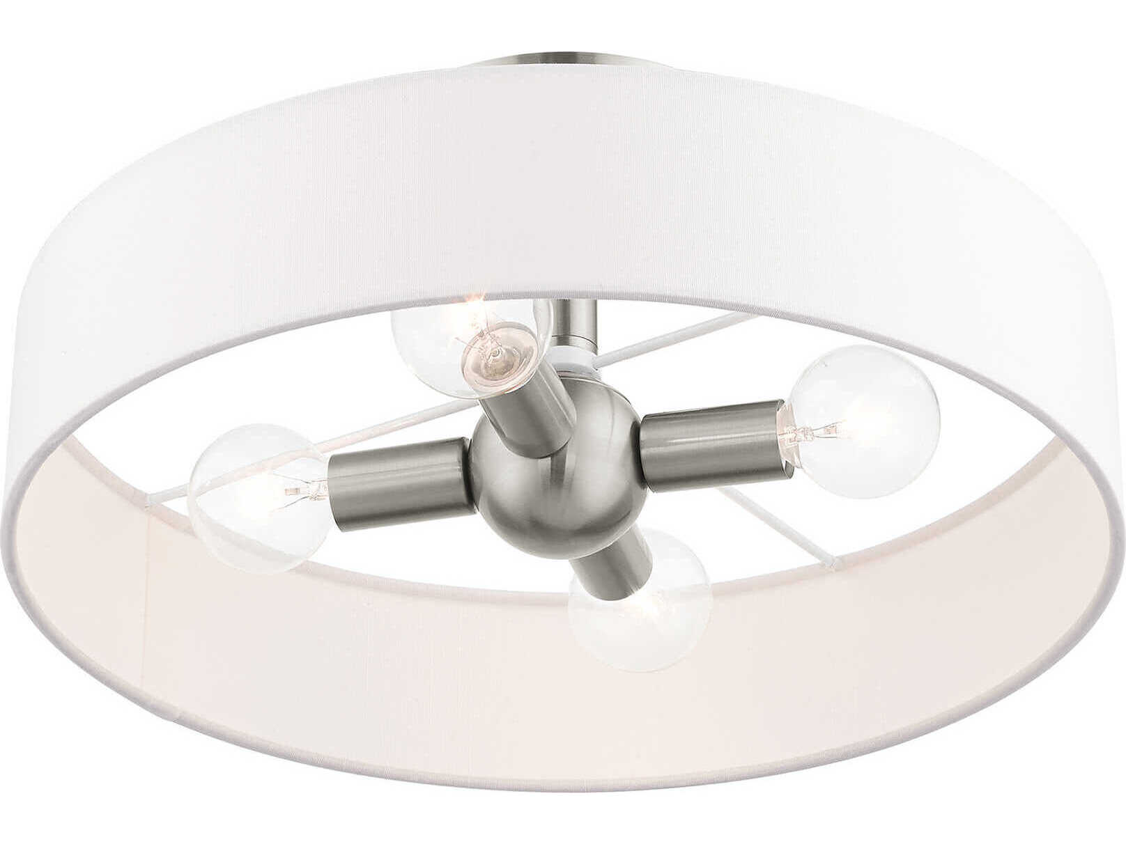 Livex Lighting Venlo 4-Light Brushed Nickel Drum Geometric Semi Flush Mount