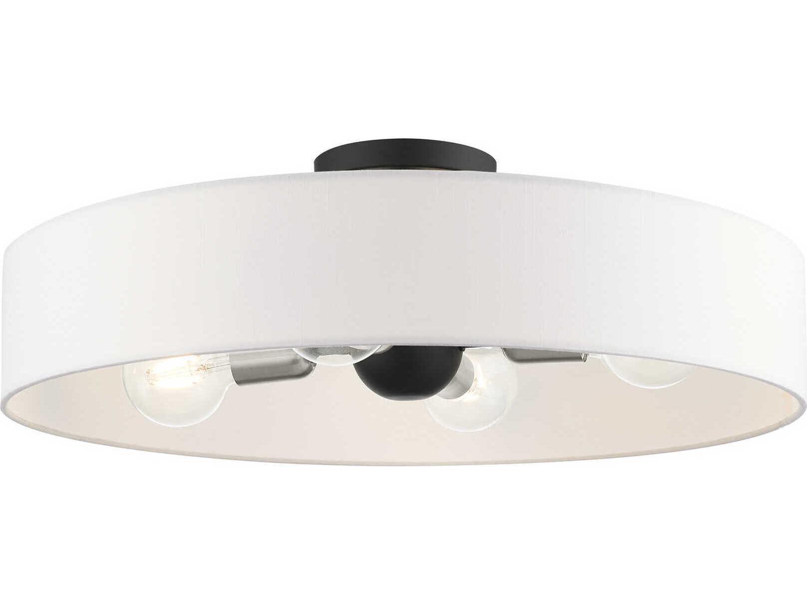 Livex Lighting Venlo 4-Light Black Brushed Nickel Drum Geometric Semi Flush Mount