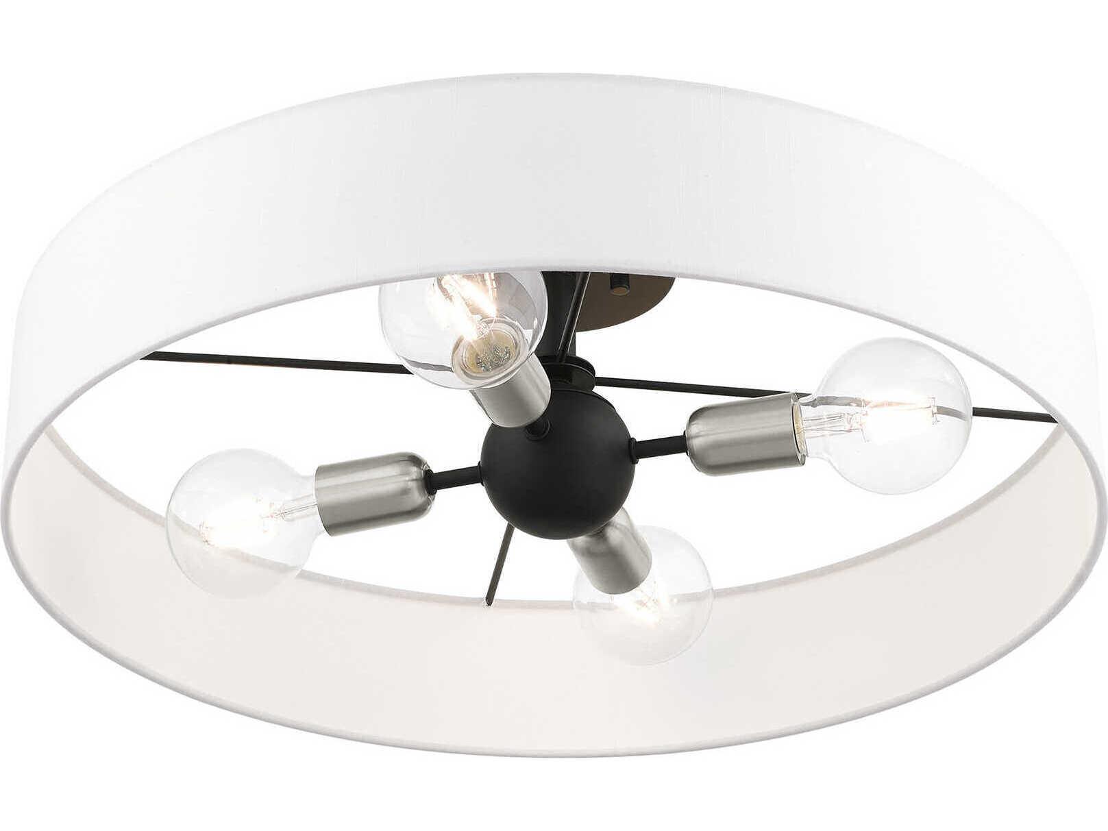 Livex Lighting Venlo 4-Light Black Brushed Nickel Drum Geometric Semi Flush Mount