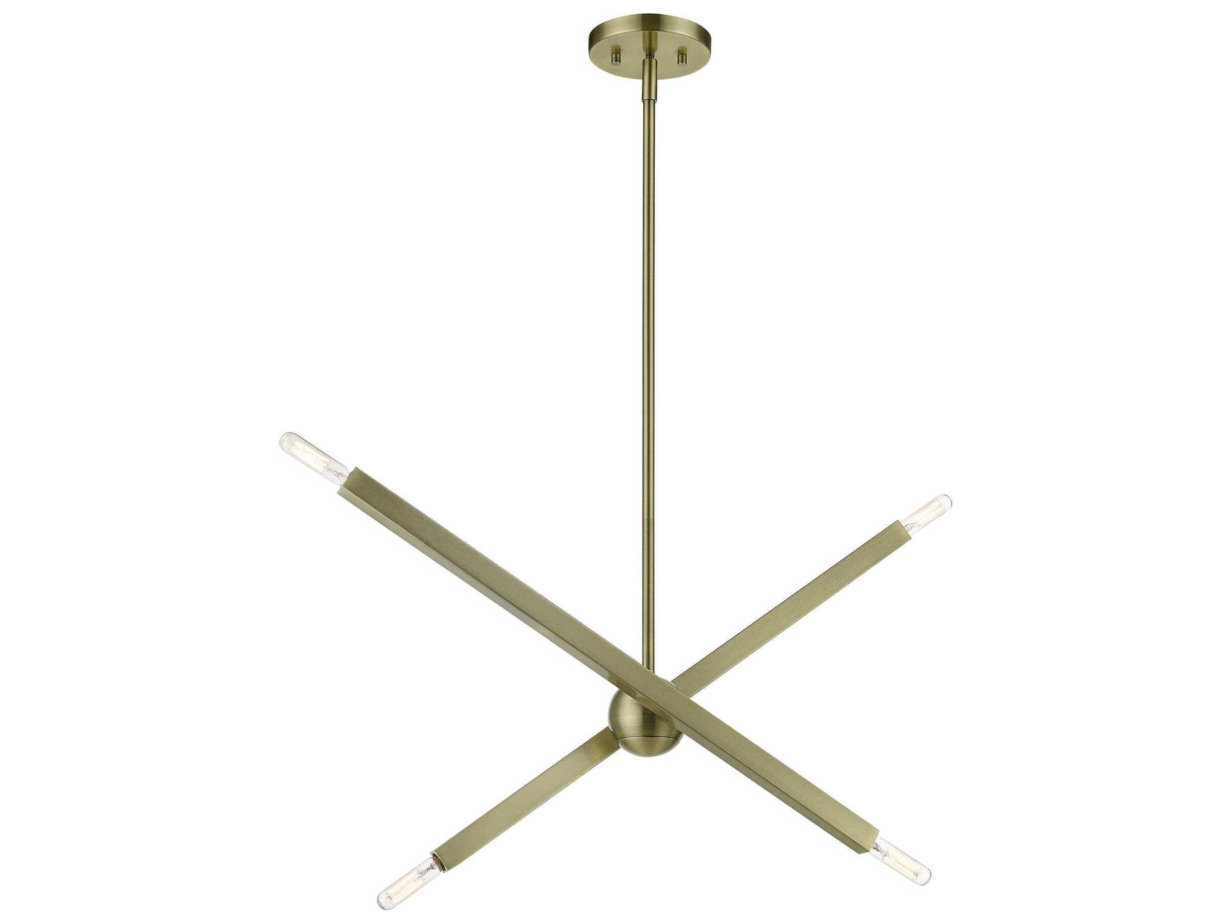 Livex Lighting Monaco 4-Light Antique Brass Candelabra Sputnik Chandelier