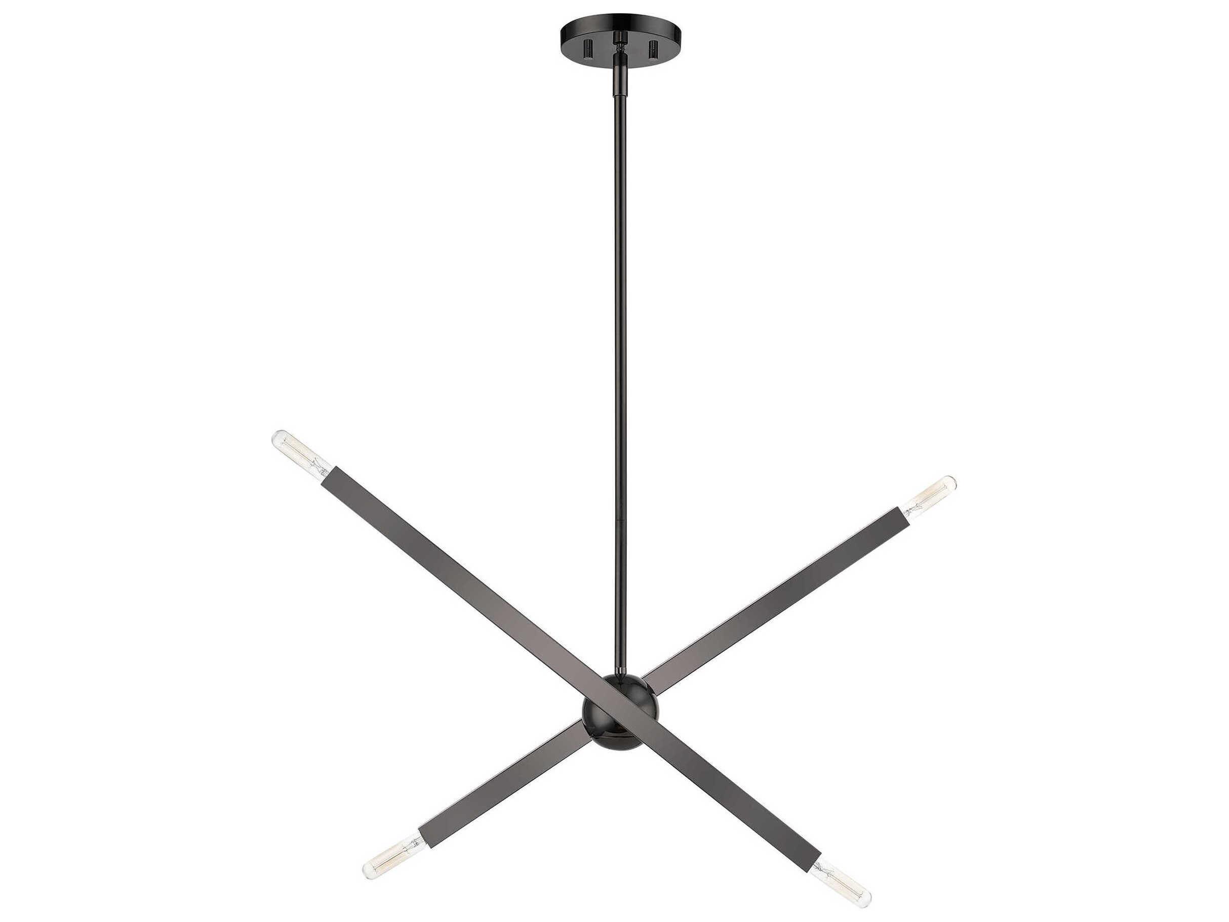 Livex Lighting Monaco 4-Light Black Chrome Candelabra Sputnik Chandelier