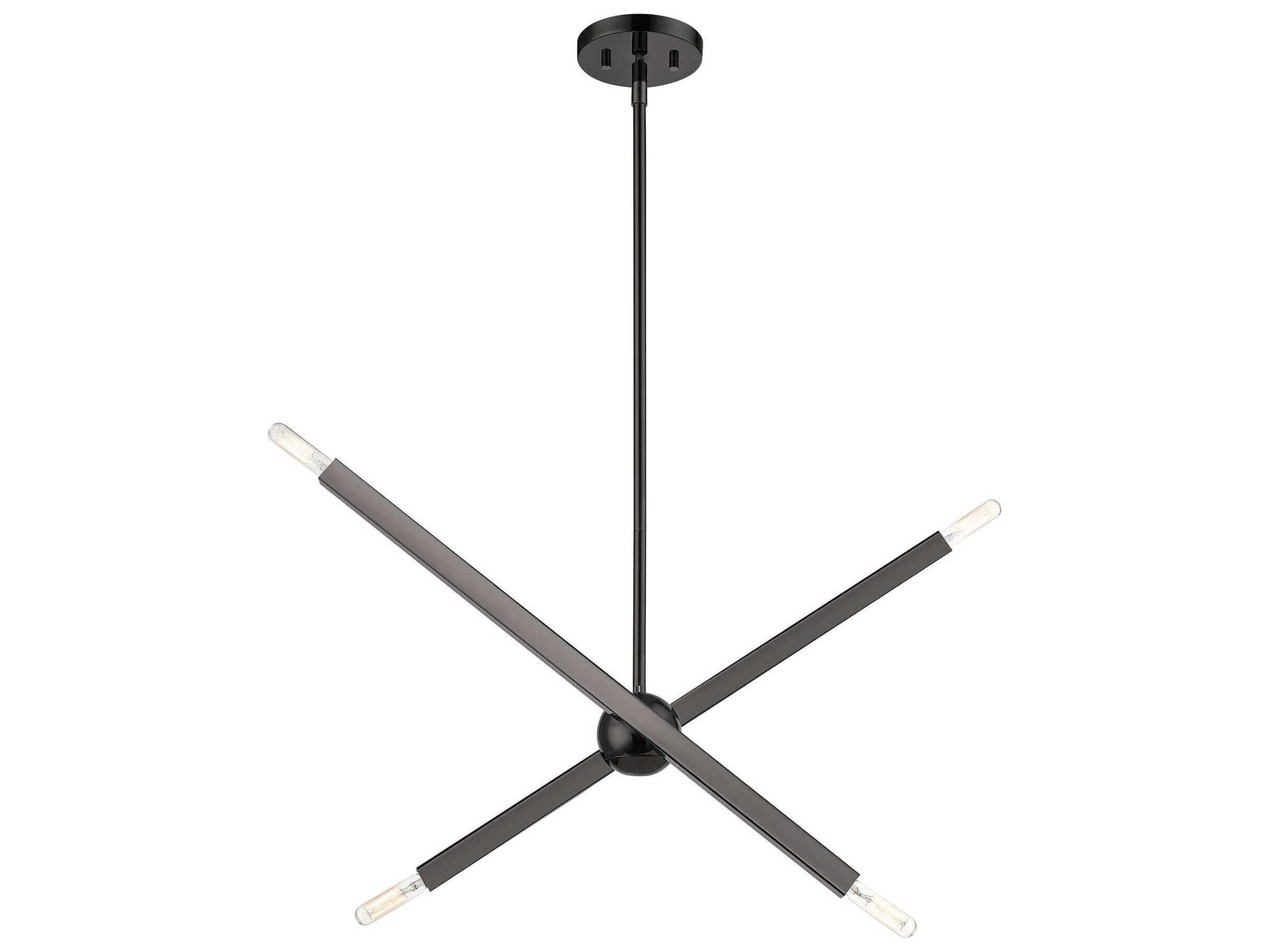 Livex Lighting Monaco 4-Light Black Chrome Candelabra Sputnik Chandelier