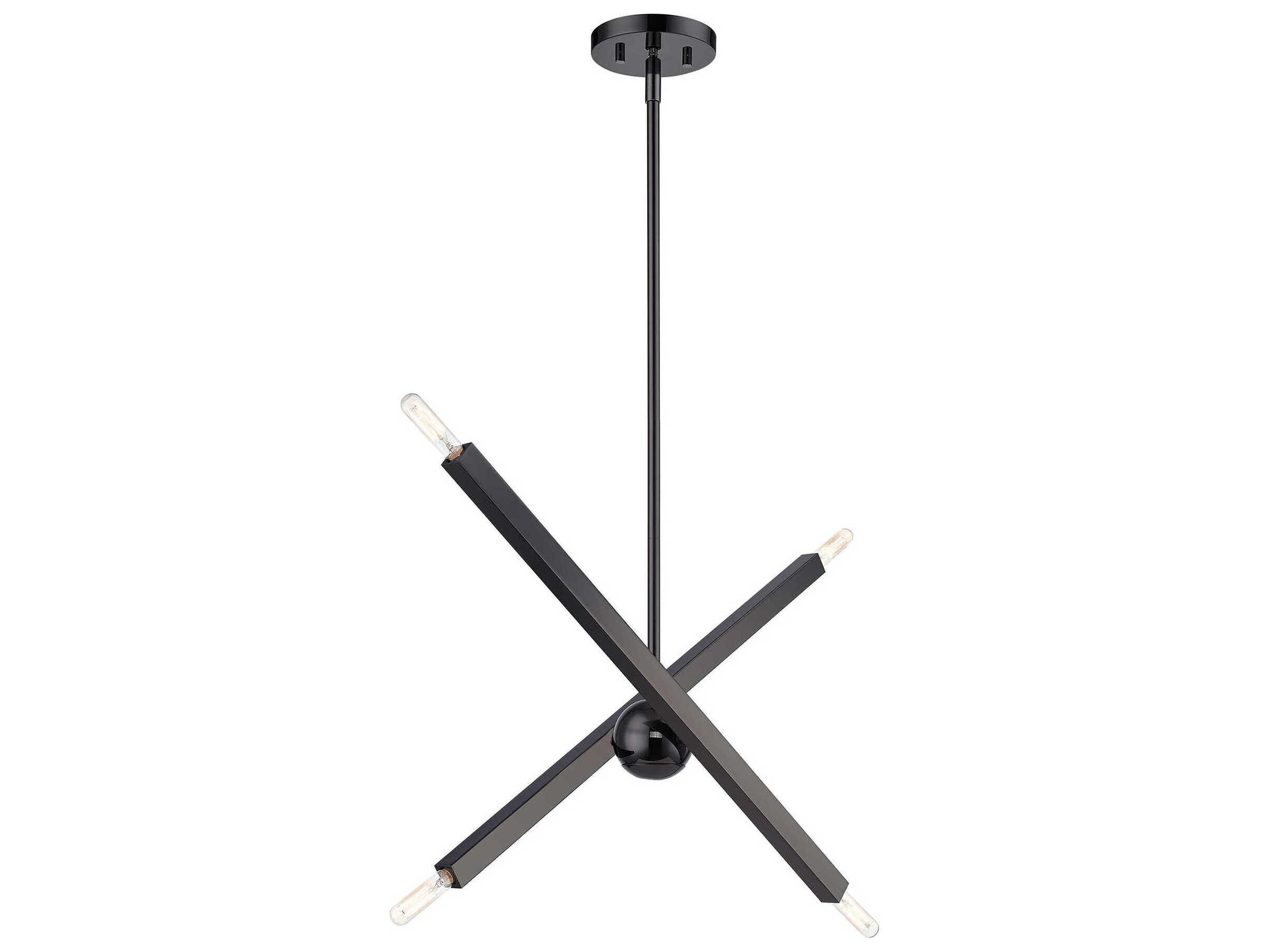 Livex Lighting Monaco 4-Light Black Chrome Candelabra Sputnik Chandelier