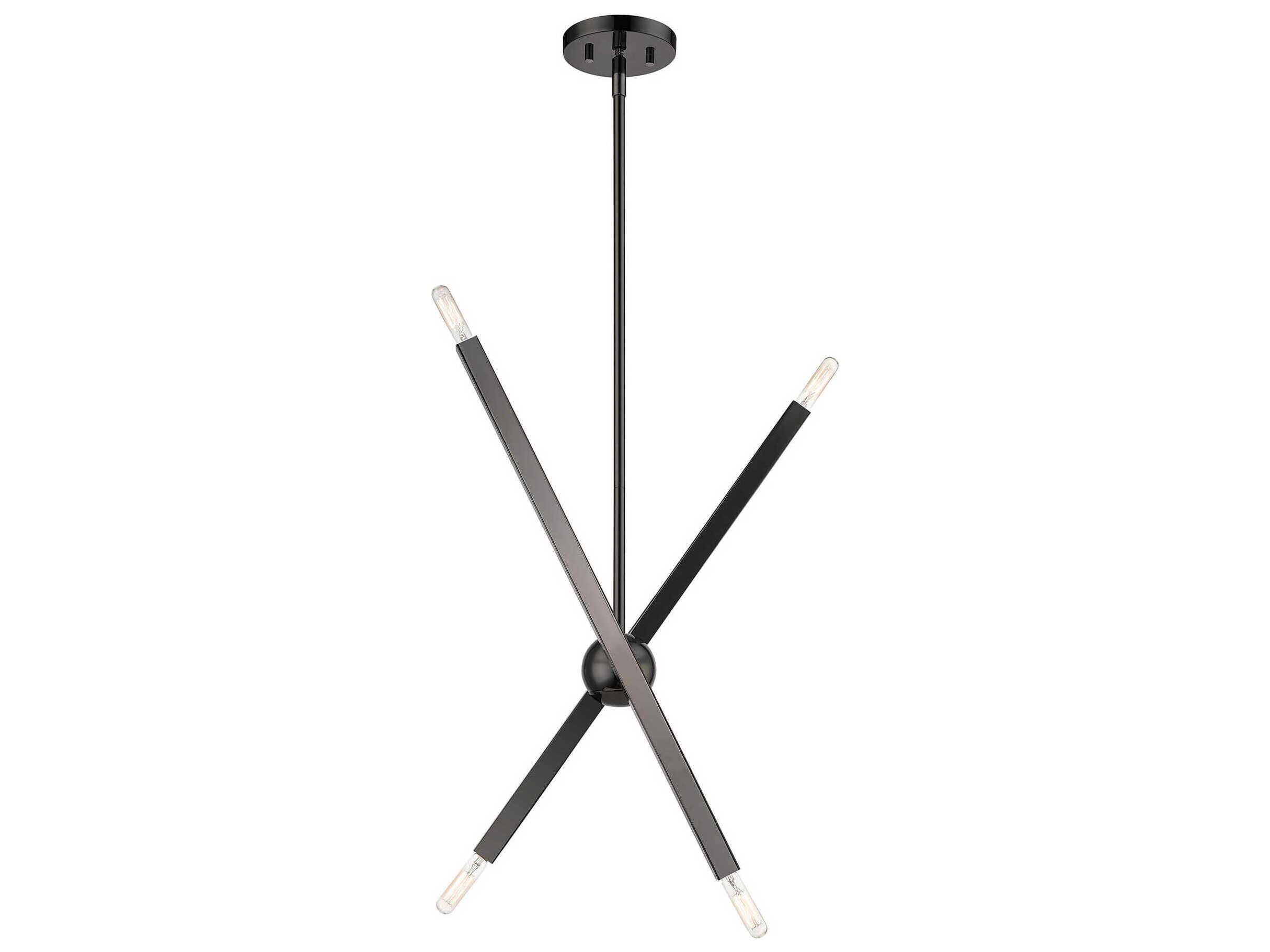 Livex Lighting Monaco 4-Light Black Chrome Candelabra Sputnik Chandelier