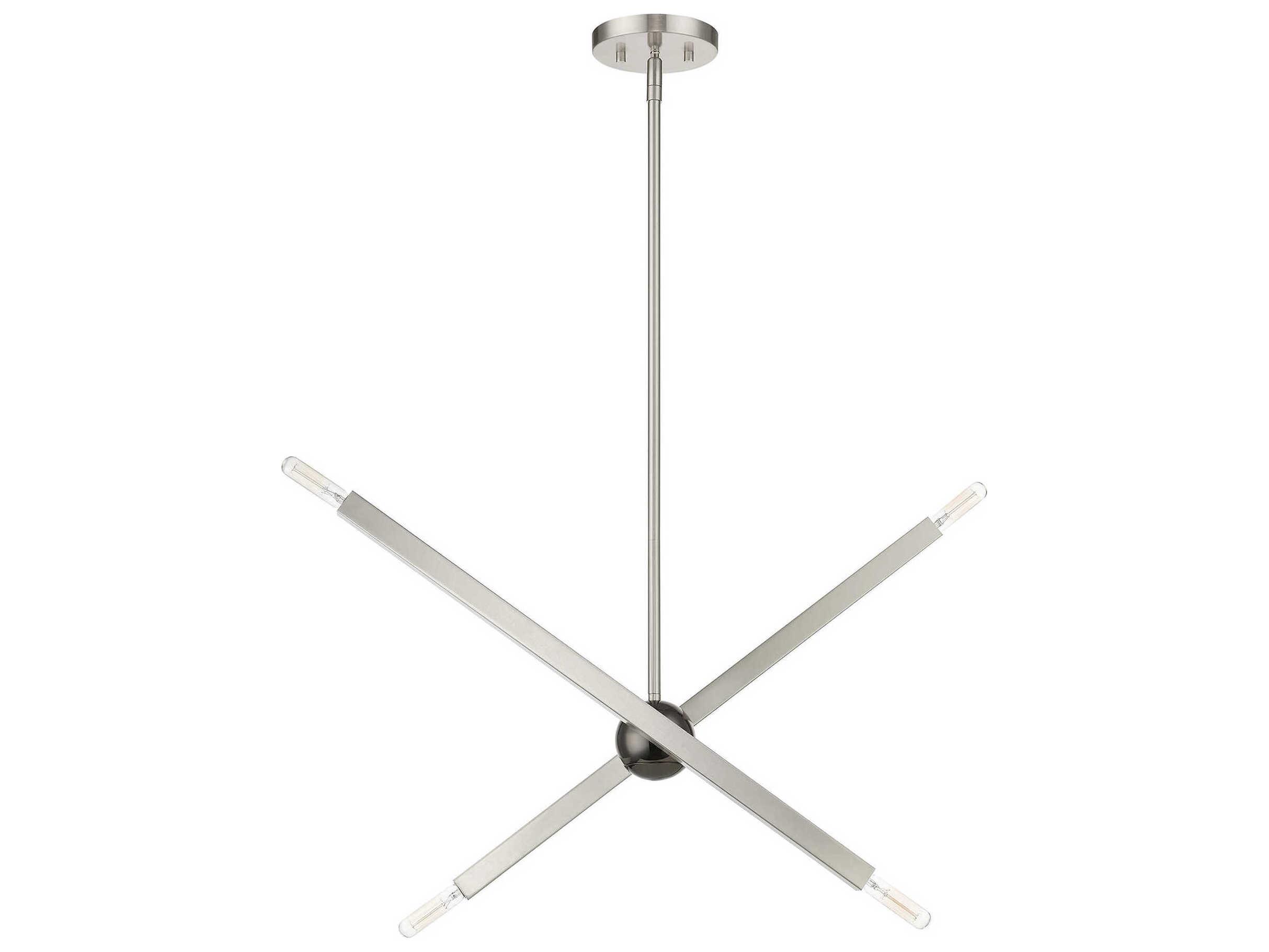 Livex Lighting Monaco 4-Light Brushed Nickel Black Chrome Candelabra Sputnik Chandelier