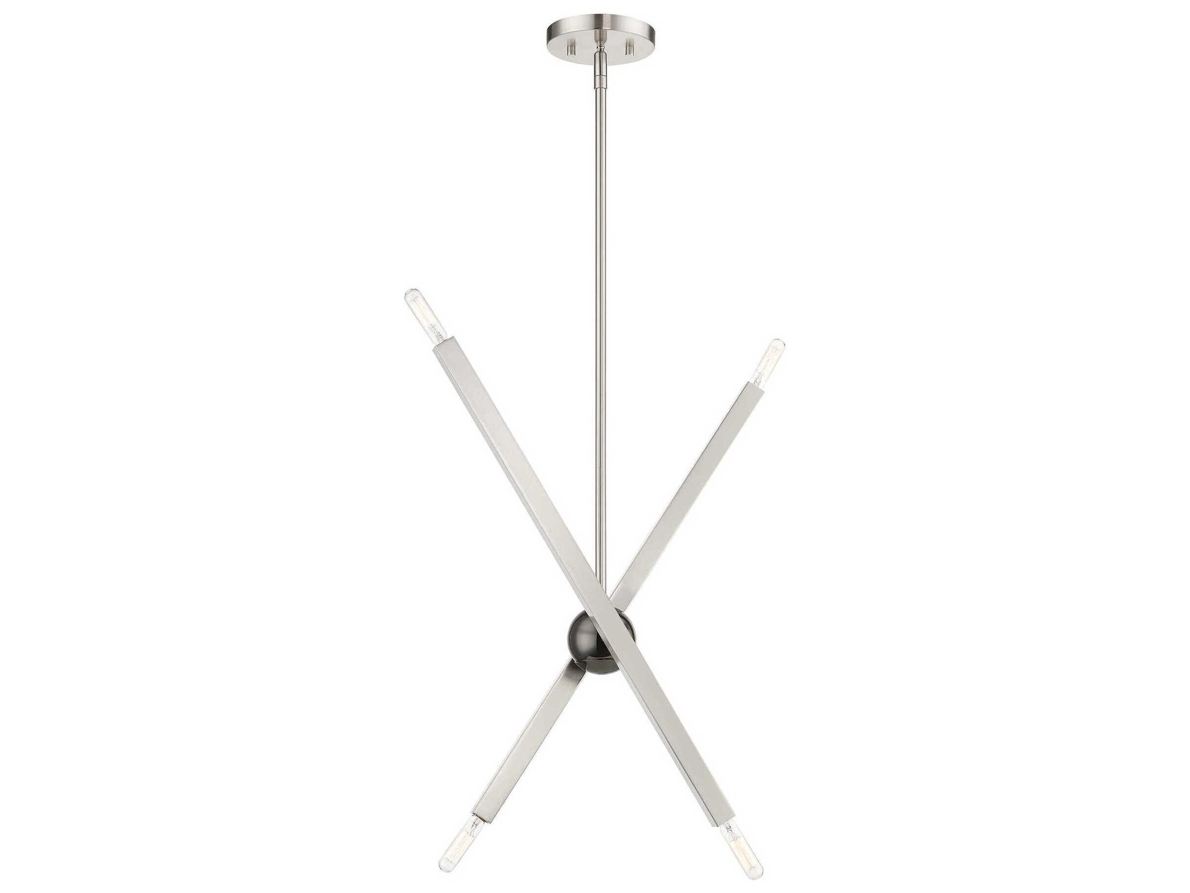 Livex Lighting Monaco 4-Light Brushed Nickel Black Chrome Candelabra Sputnik Chandelier