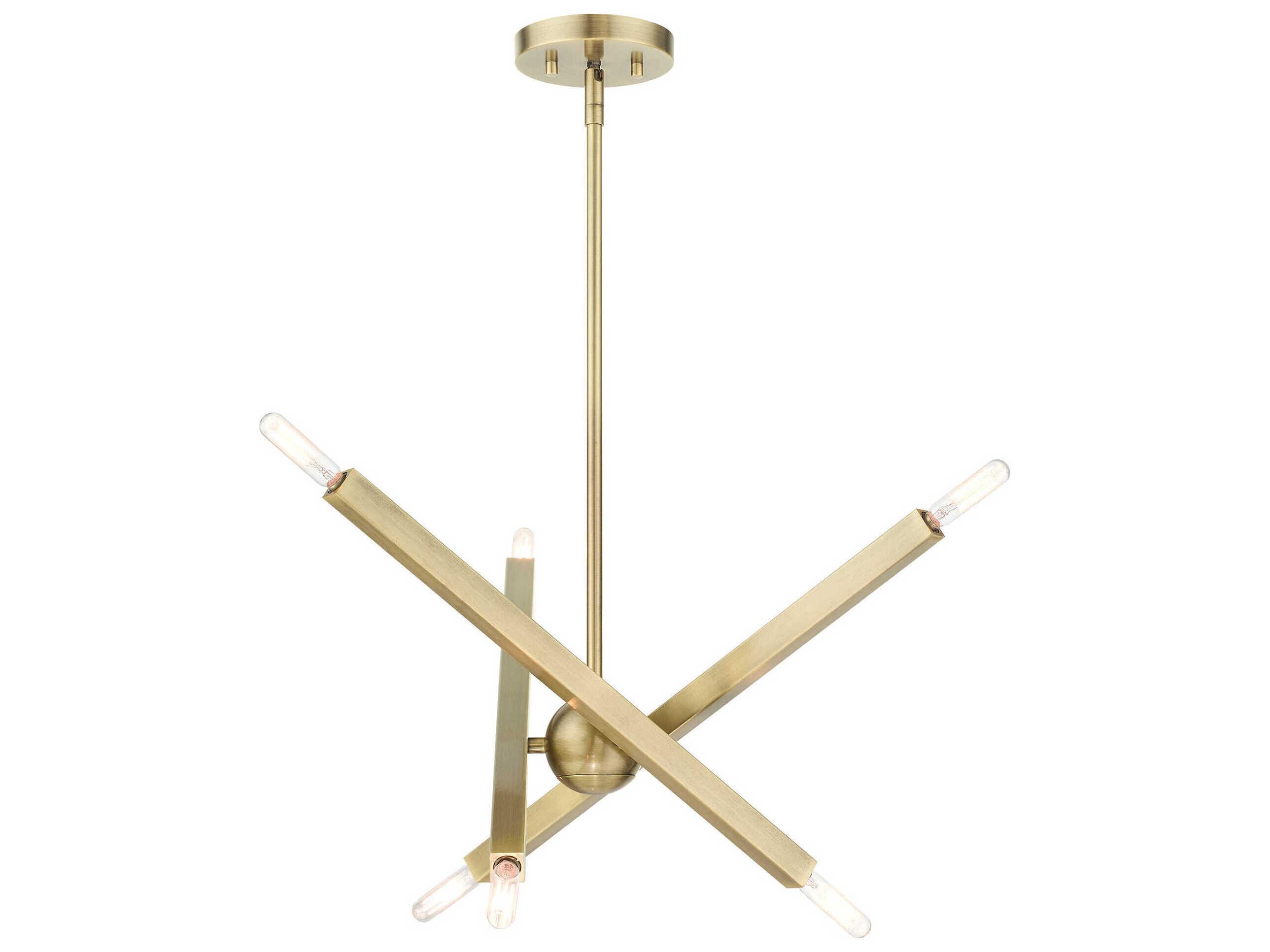 Livex Lighting Monaco 6-Light Antique Brass Candelabra Sputnik Chandelier