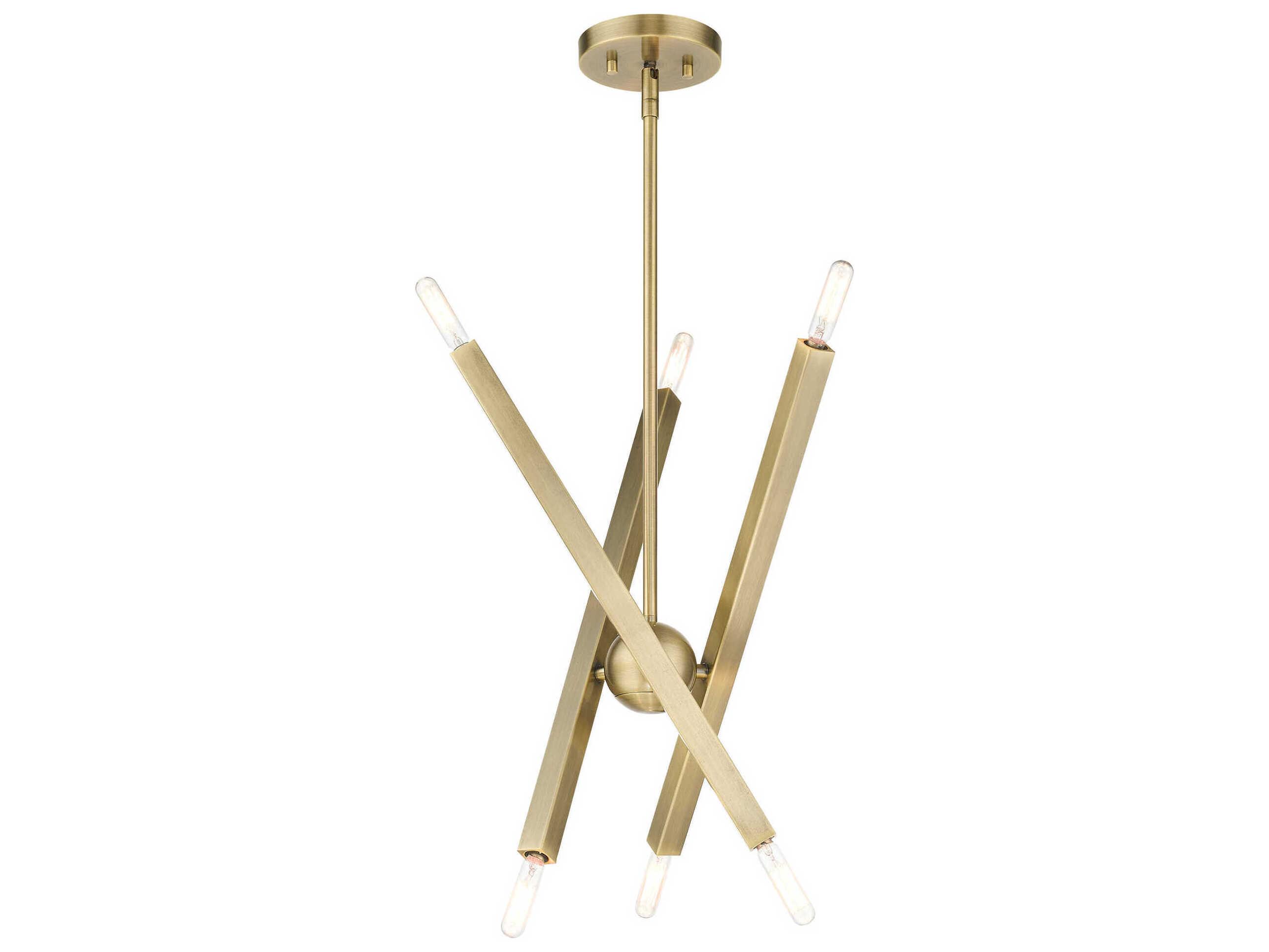 Livex Lighting Monaco 6-Light Antique Brass Candelabra Sputnik Chandelier
